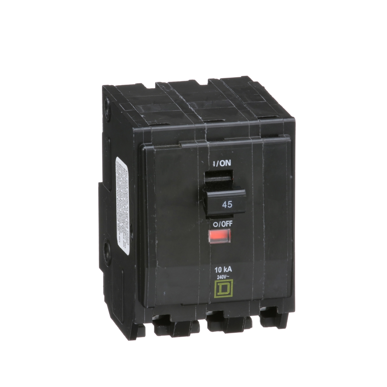 Mini circuit breaker, QO, 45A, 3 pole, 120/240VAC, 10kA, plug in