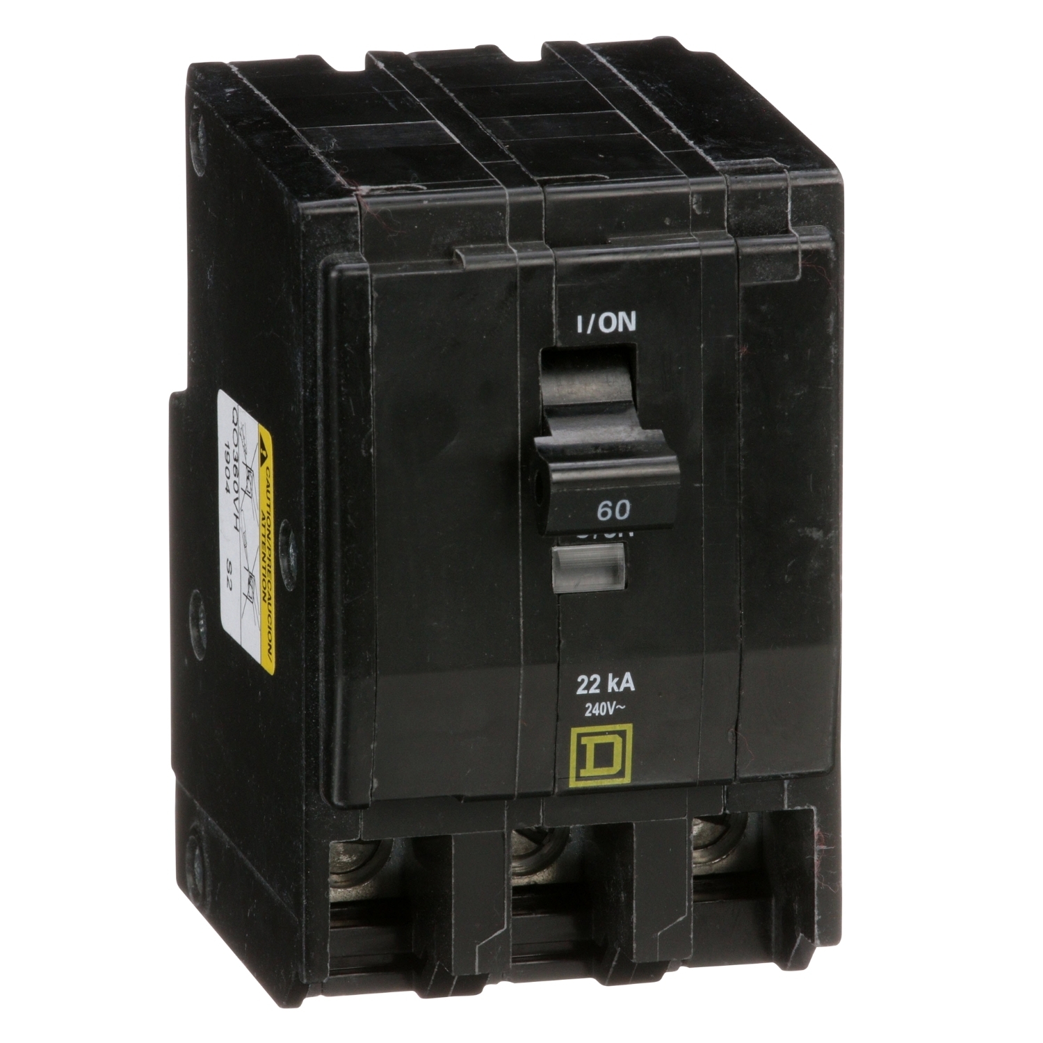 QO360VH Miniature Circuit Breaker, 60 Amp, 3 Pole, 120/240V