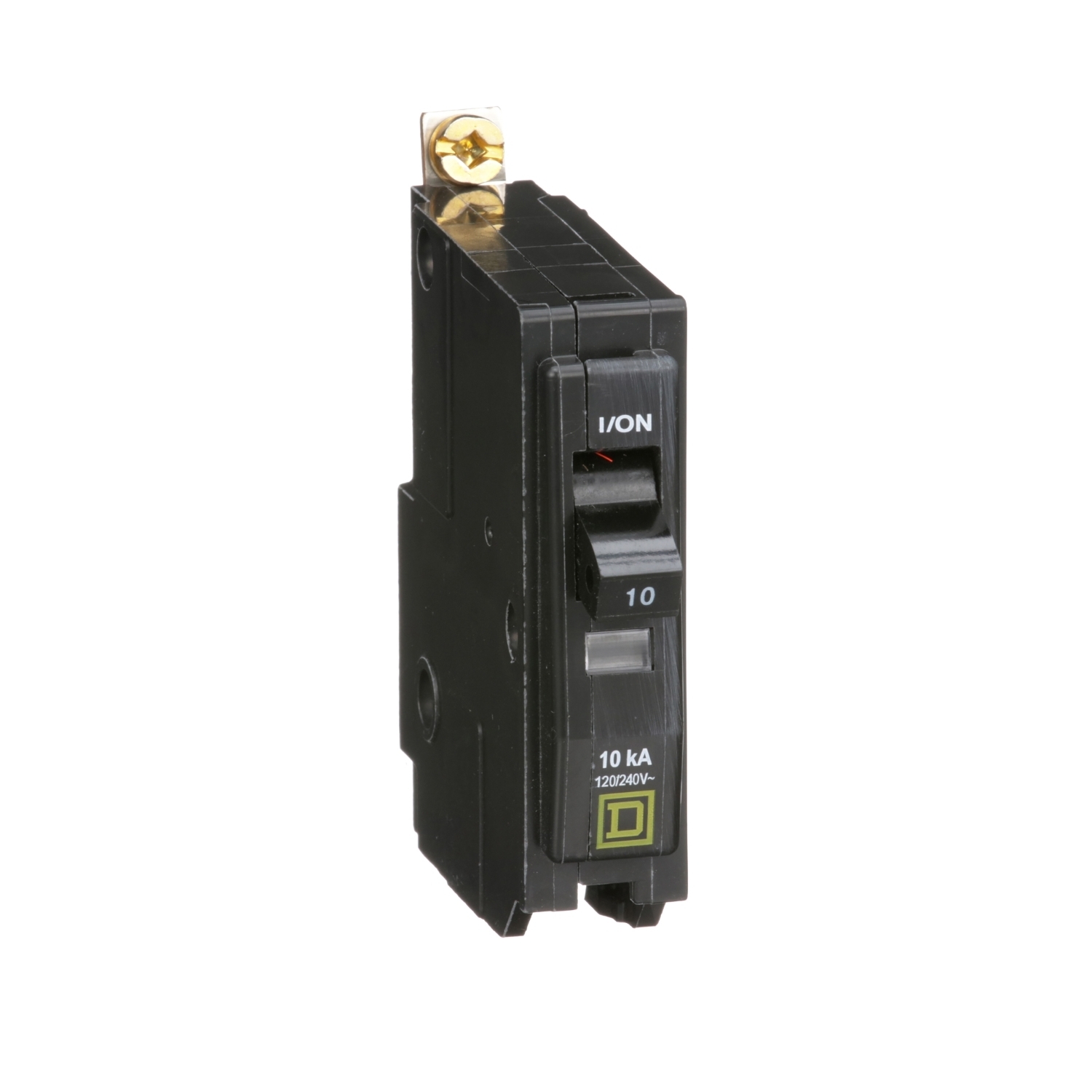 Mini circuit breaker, QO, 10A, 1 pole, 120/240VAC, 10kA, bolt on