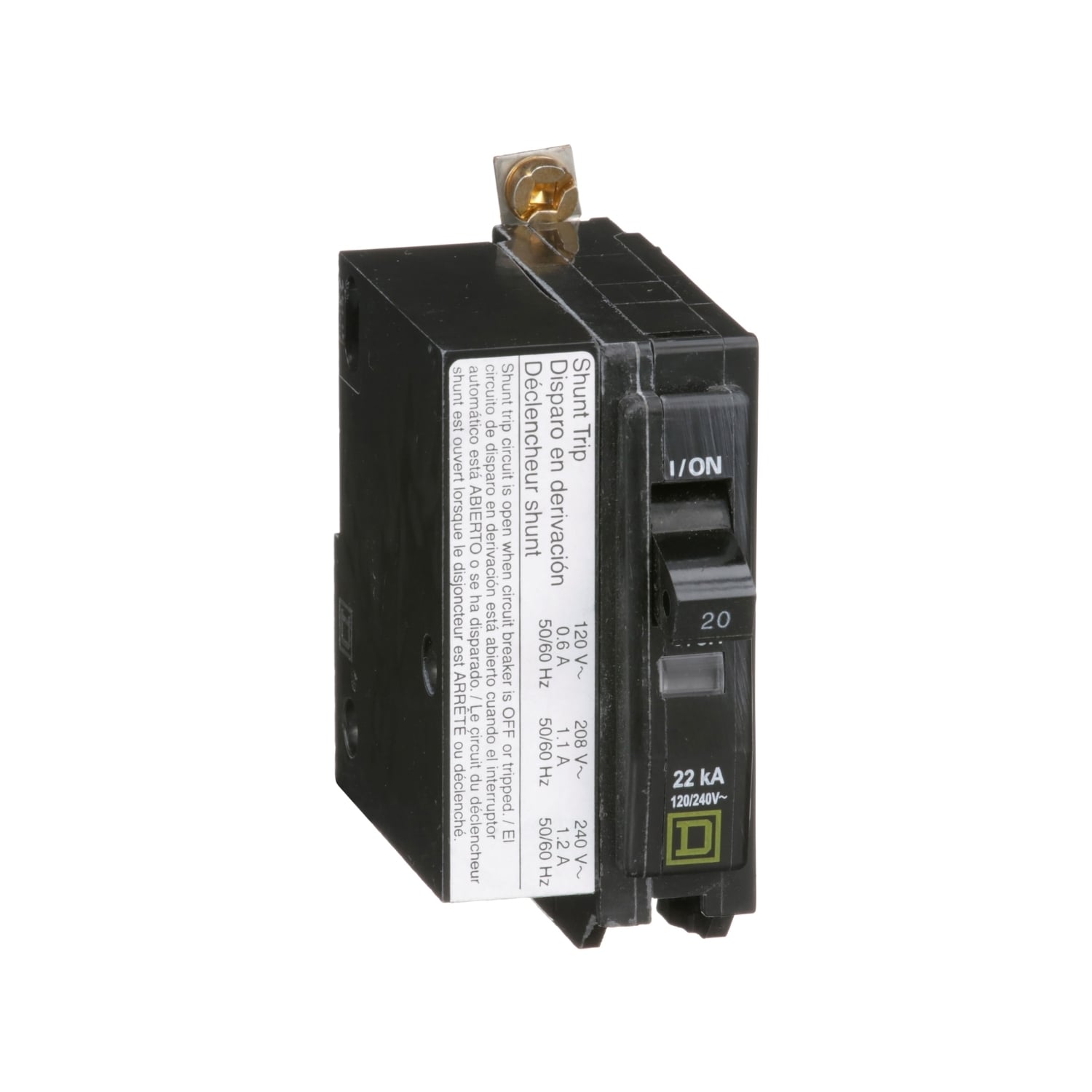 QOB120VH1021 Miniature Circuit Breaker, 20 Amp, 1 Pole, 120/240V