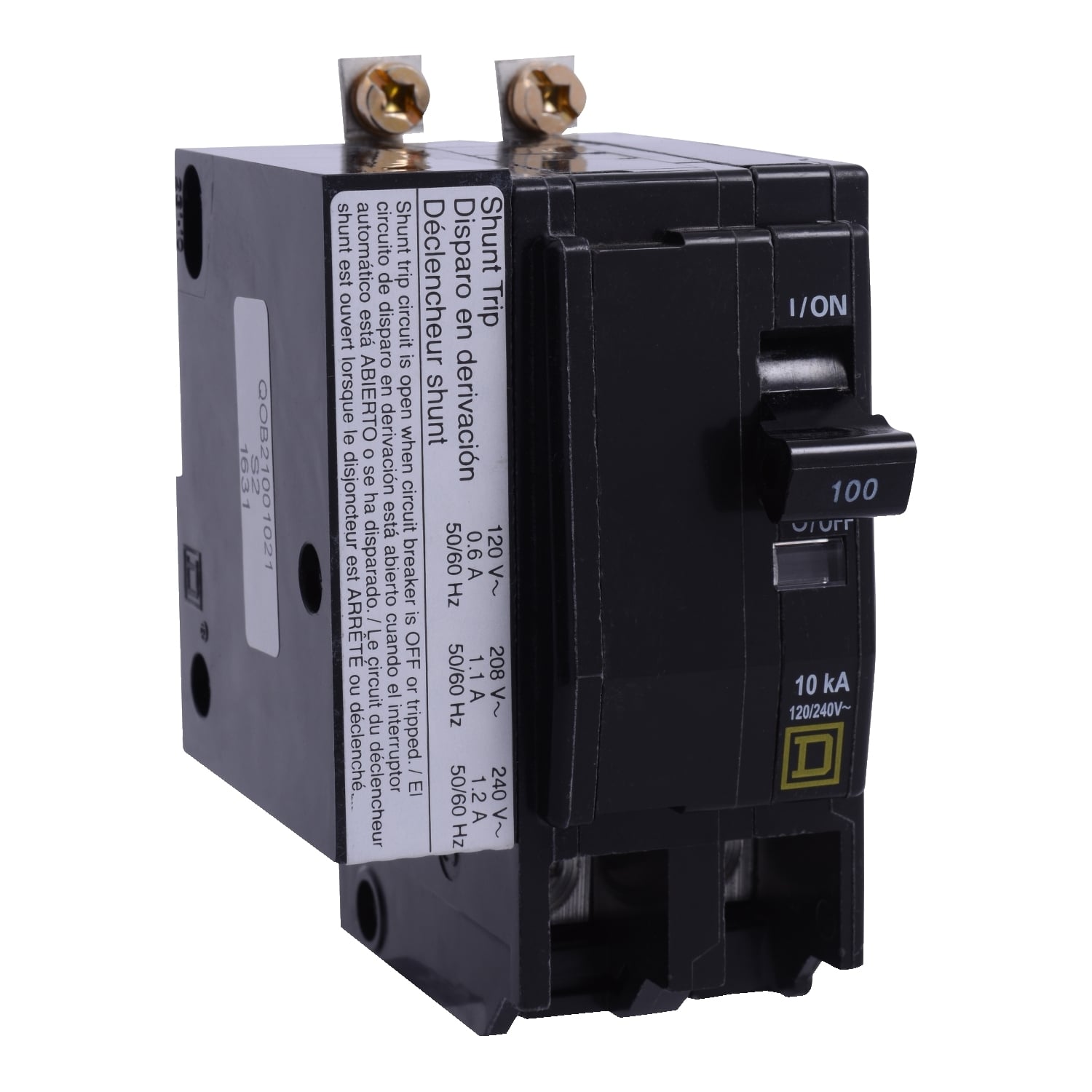 QOB21001021 Miniature Circuit Breaker, 100 Amp, 2 Pole, 120/240V