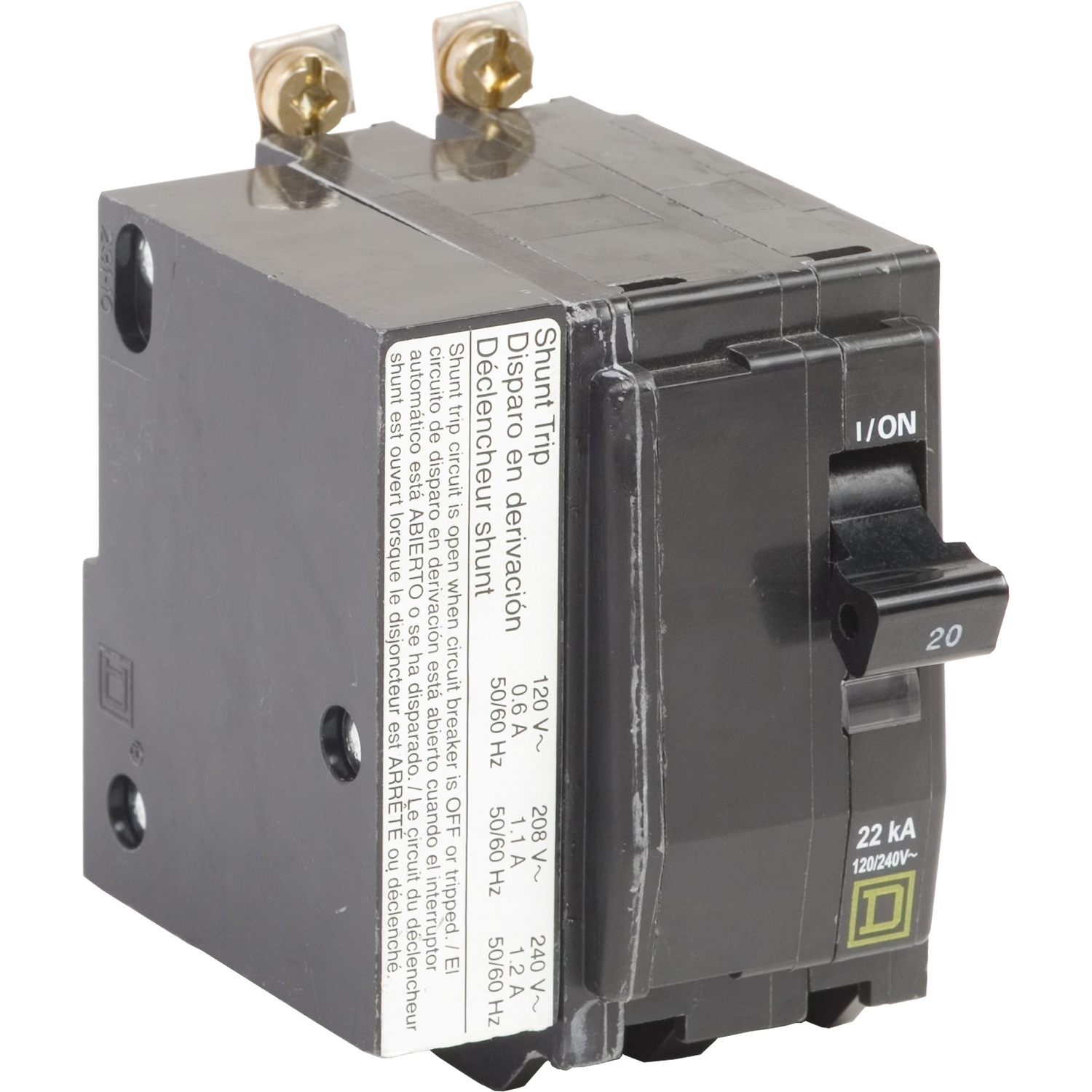QOB220VH1021 Miniature Circuit Breaker, 20 Amp, 2 Pole, 120/240V