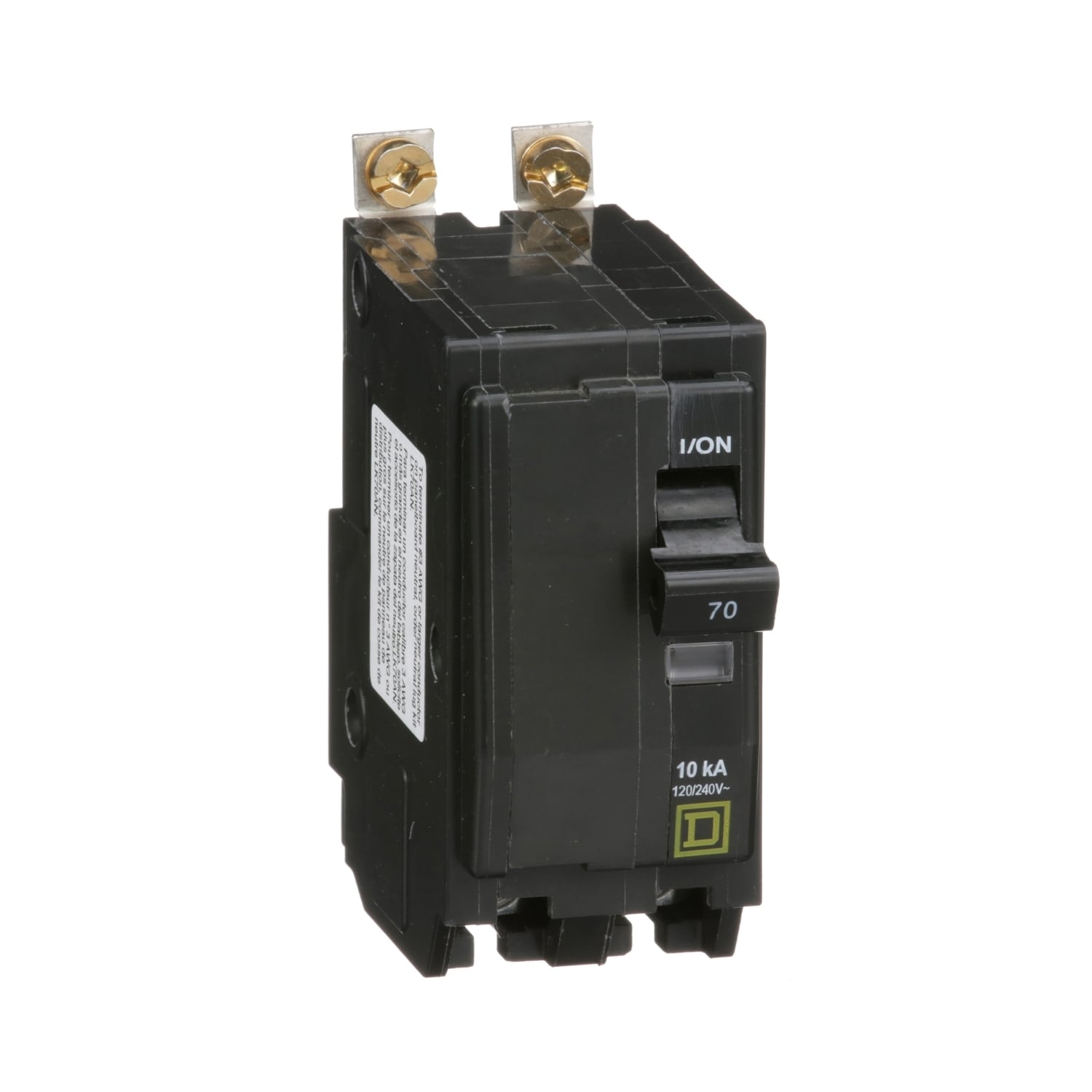 Mini circuit breaker, QO, 70A, 2 pole, 120/240VAC, 10kA, bolt on