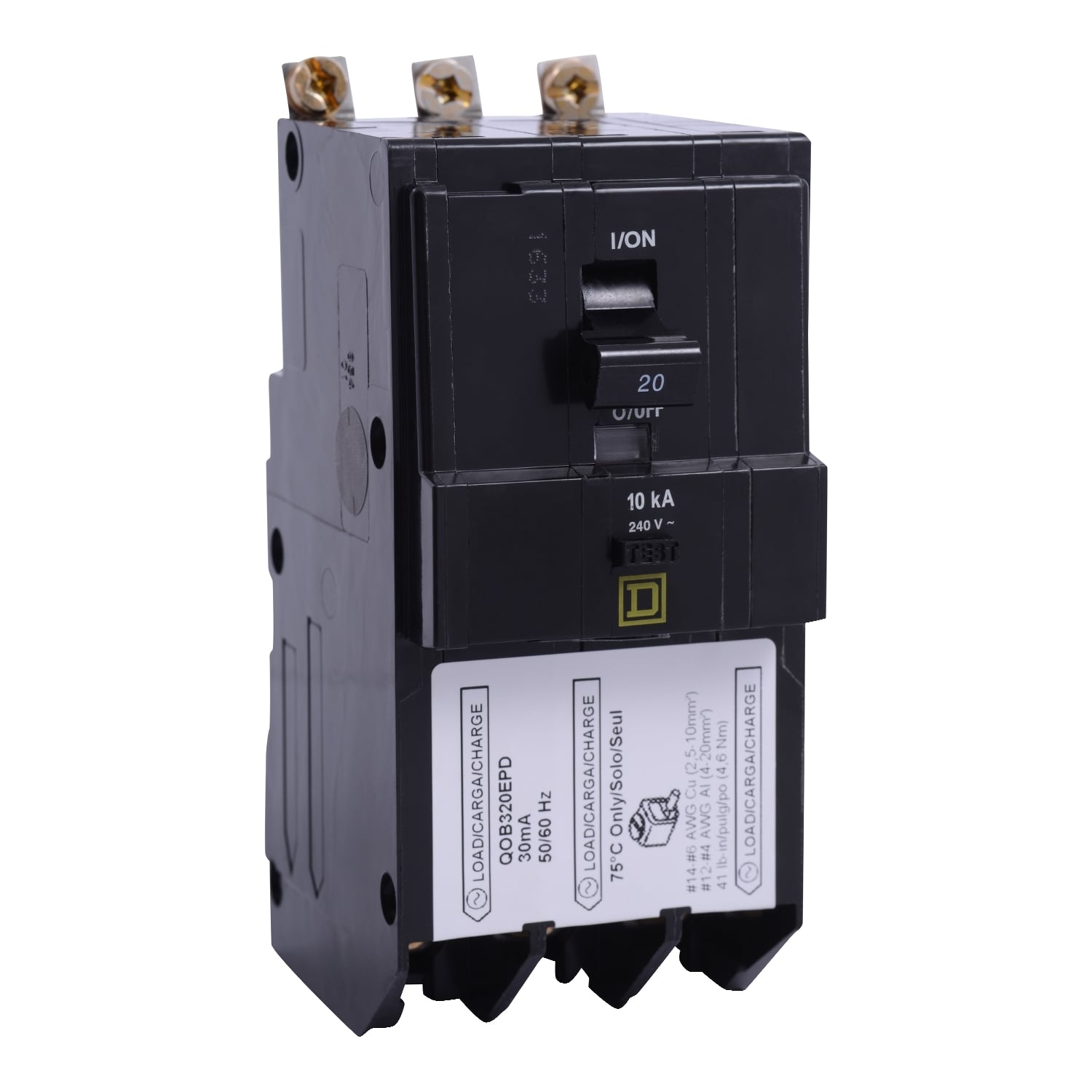 QOB320EPD Miniature Circuit Breaker, 20 Amp, 3 Pole, 240V