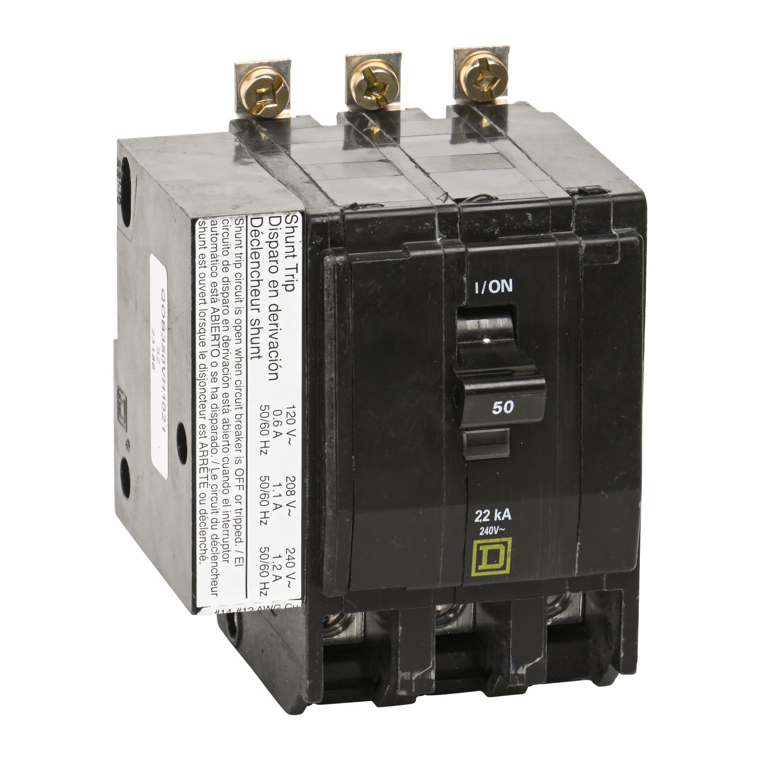 QOB350VH1021 Miniature Circuit Breaker, 50 Amp, 3 Pole, 120/240V
