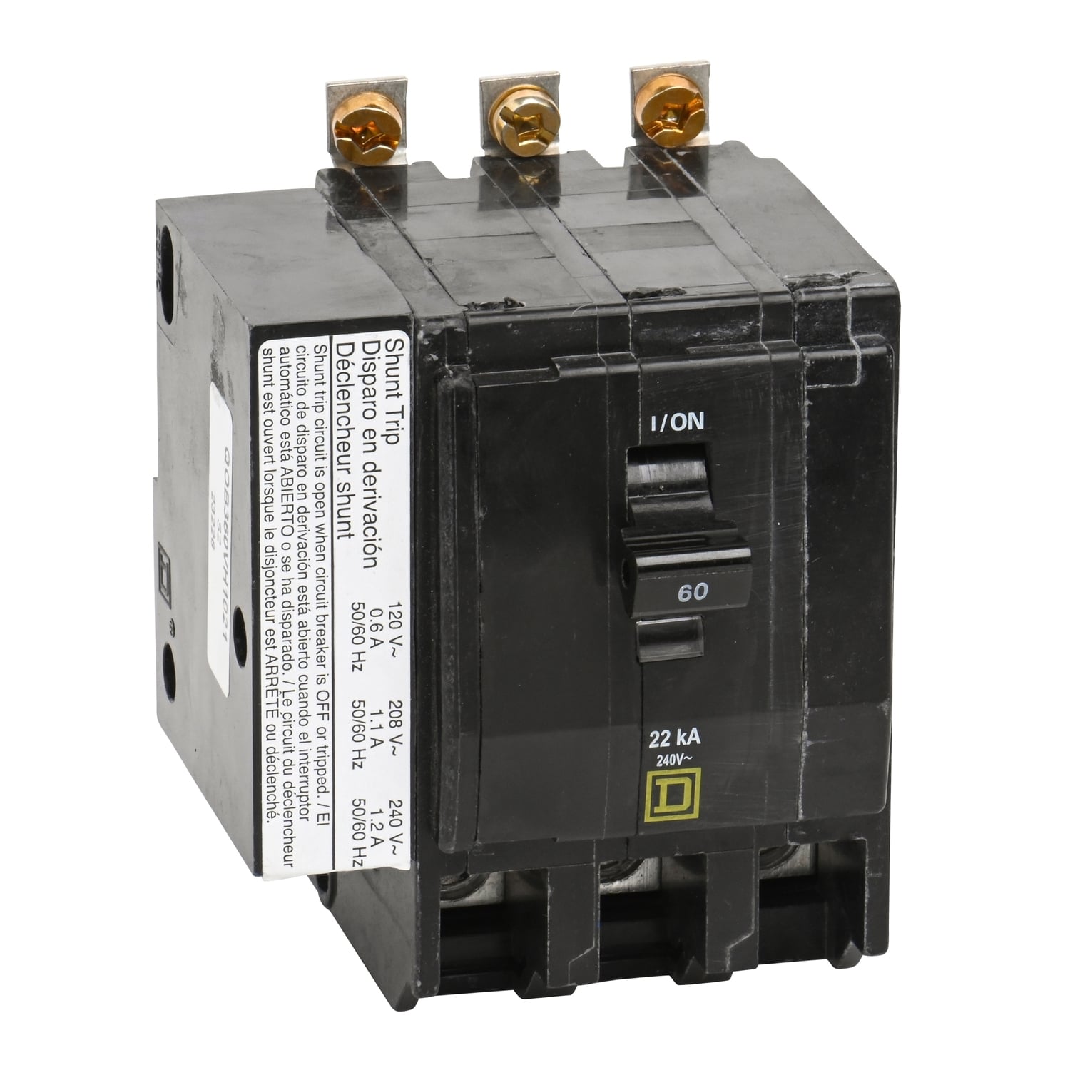 QOB360VH1021 Miniature Circuit Breaker, 60 Amp, 3 Pole, 120/240V