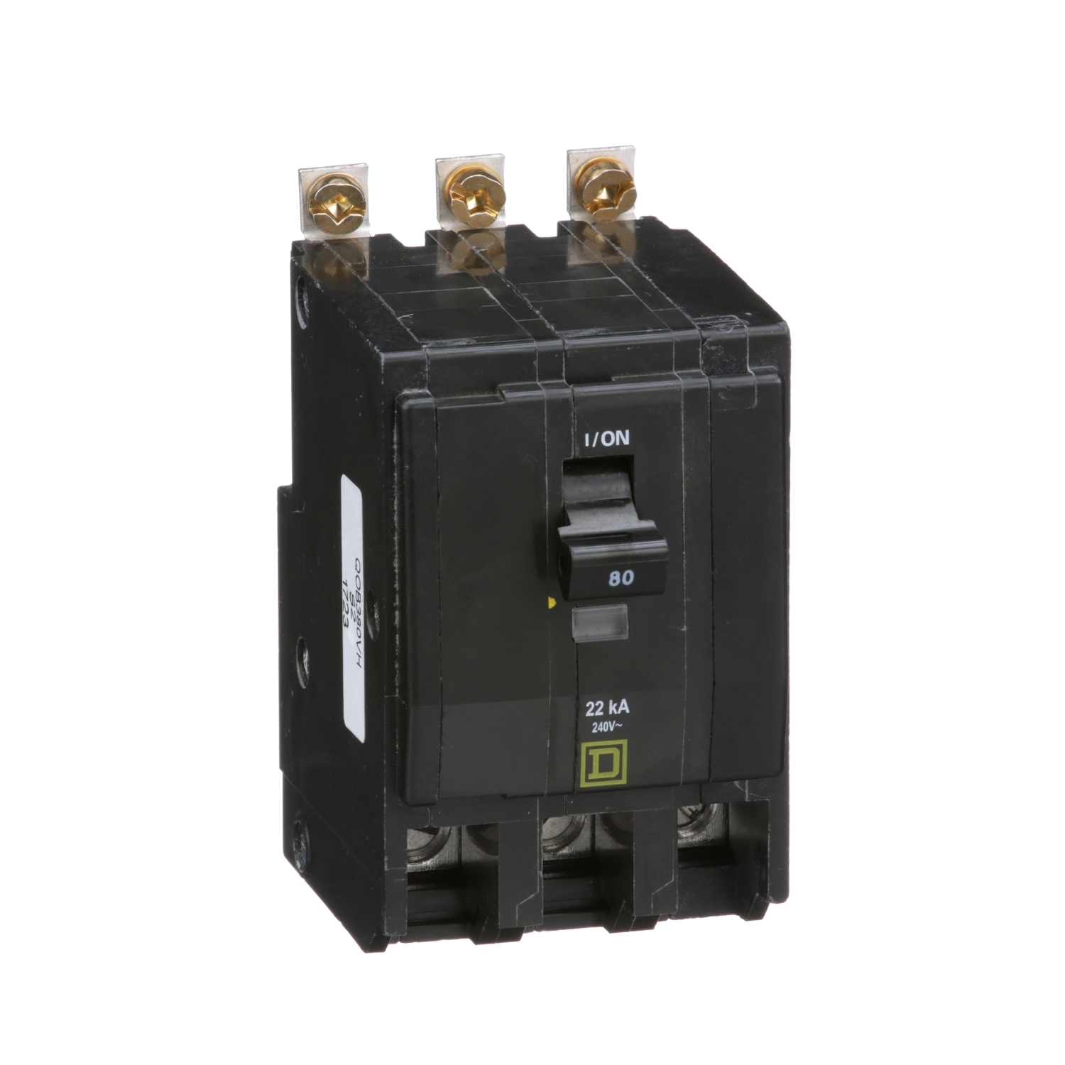 QOB380VH Miniature Circuit Breaker, 80 Amp, 3 Pole, 120/240V