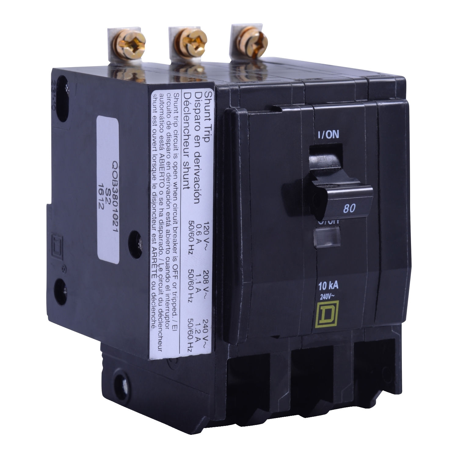 QOB390VH1021 Miniature Circuit Breaker, 90 Amp, 3 Pole, 120/240V