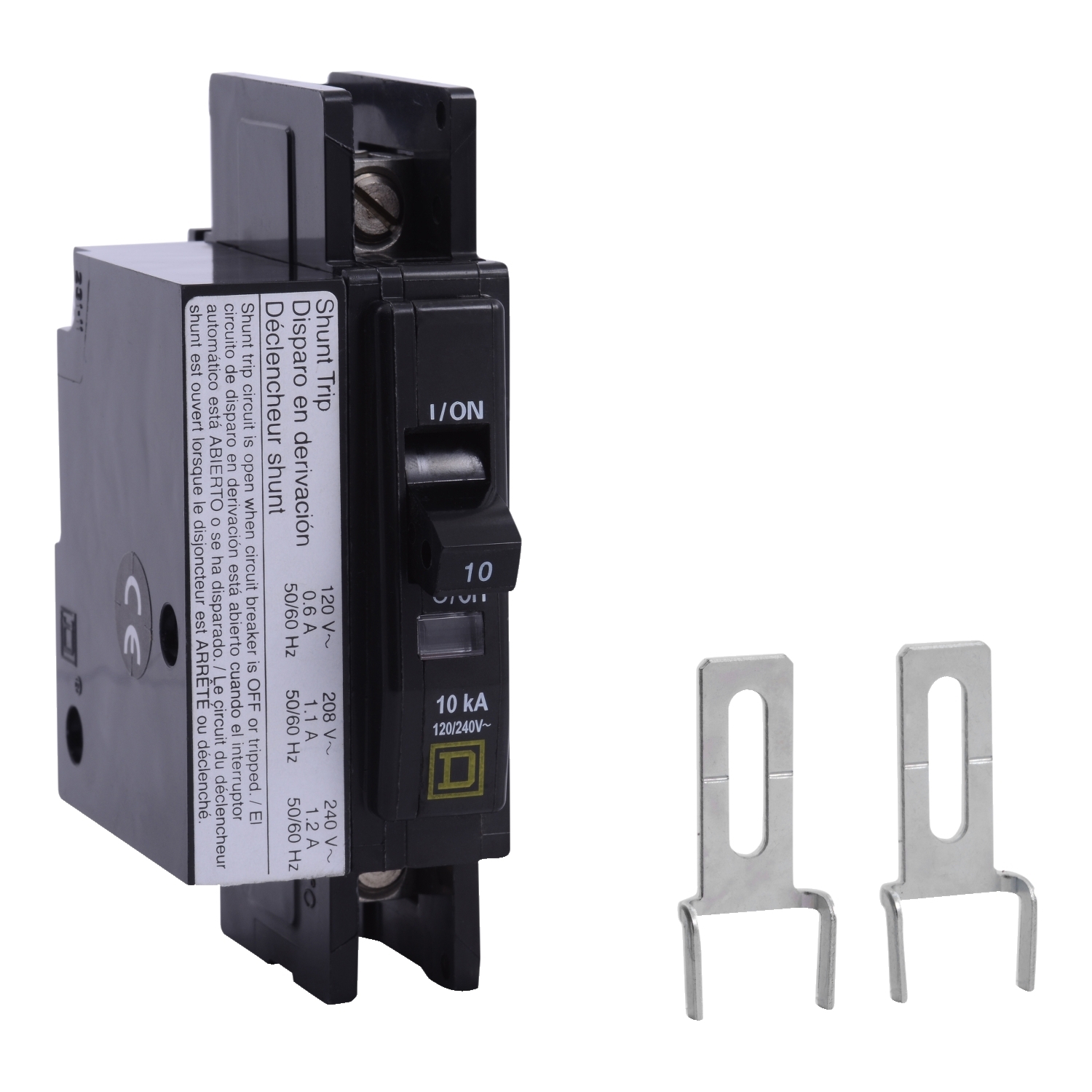 Mini circuit breaker, QOU, 20A, 1 pole, 120/240 VAC, 10kA, shunt trip