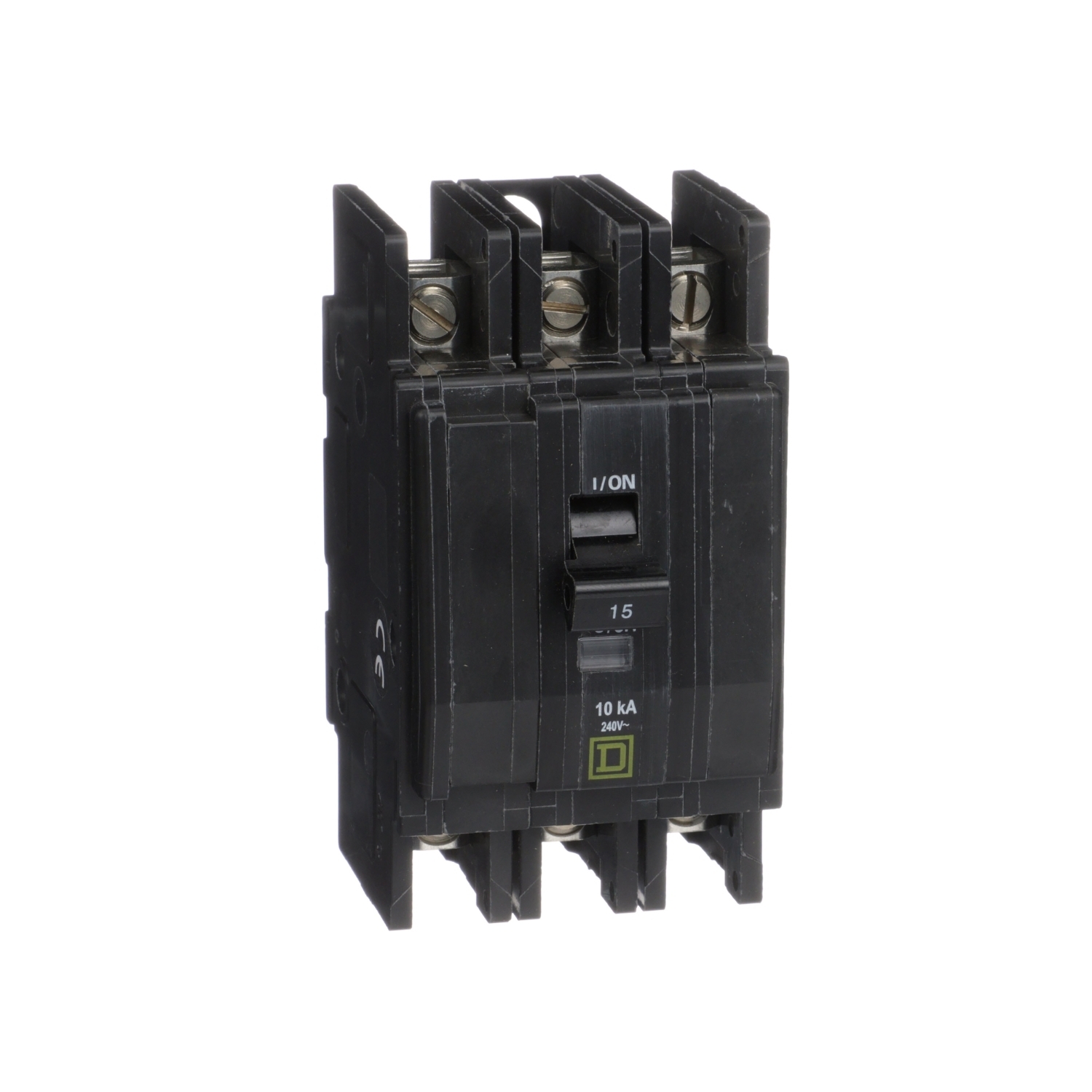 Mini circuit breaker, QOU, 15A, 3 pole, 240 VAC, 10kA, bulk pack