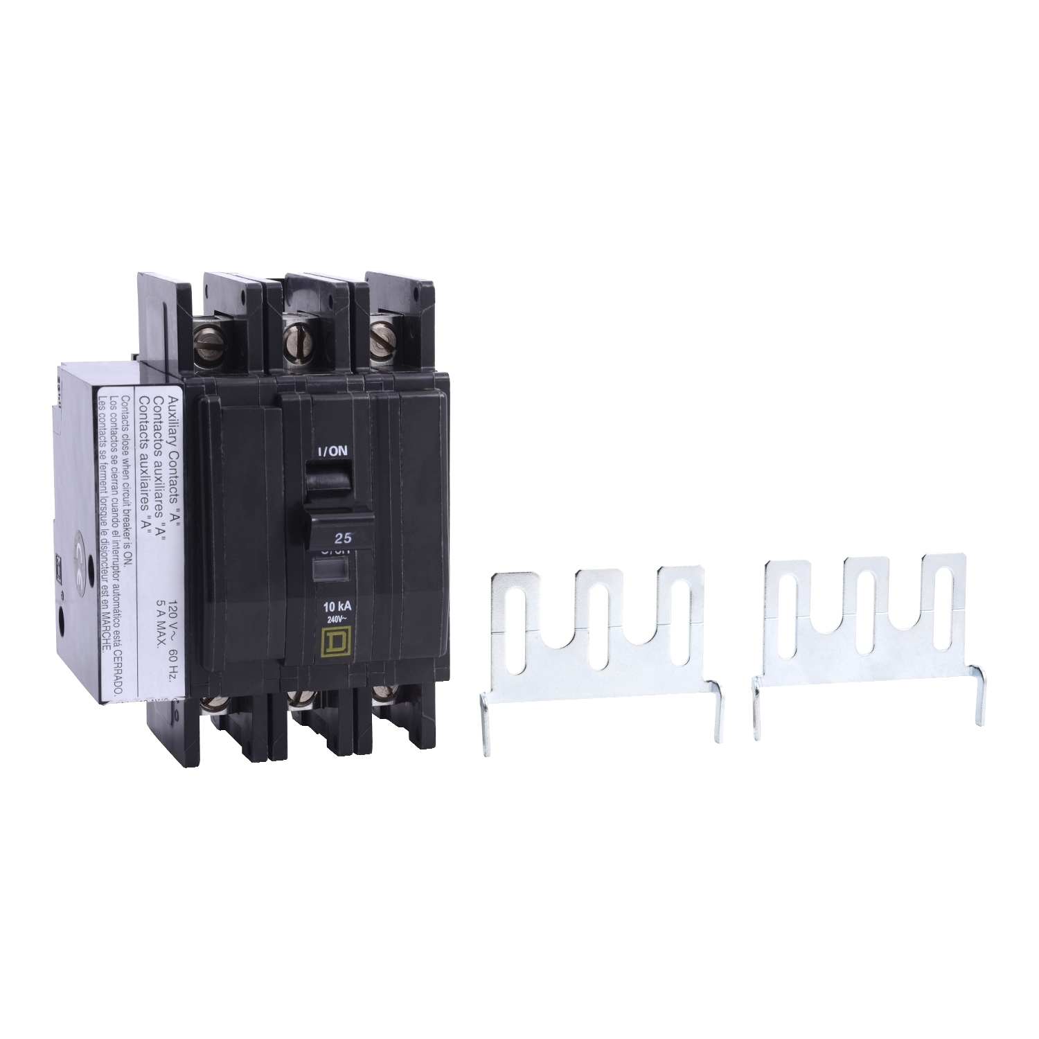 Mini circuit breaker, QOU, 30A, 3 pole, 240 VAC, 10kA, auxiliary switch