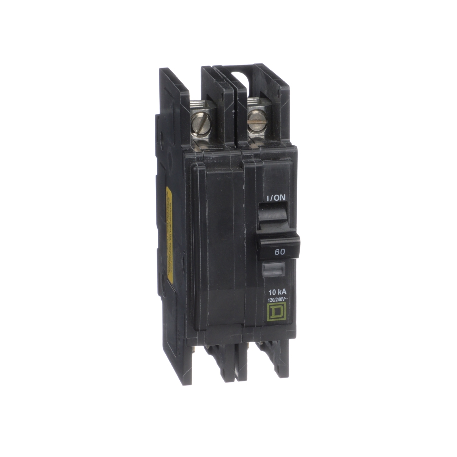 Mini circuit breaker, QOU, 60A, 2 pole, 120/240 VAC, 10kA, four point quick connect terminals