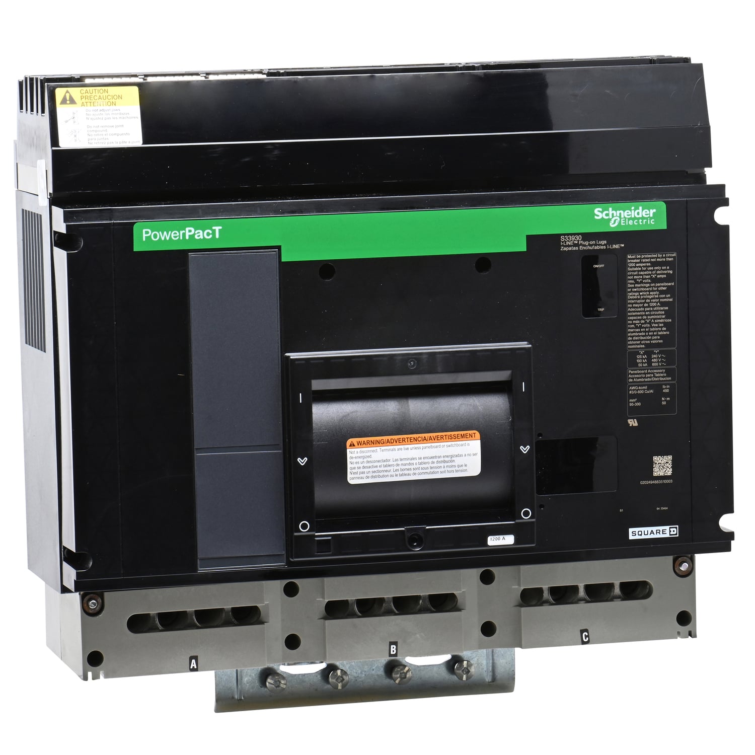 Circuit breaker accessory, PowerPacT P, I-Line, HCR-U, bolt on, sub feed lugs, 1200A, 3/0 to 600kcmil
