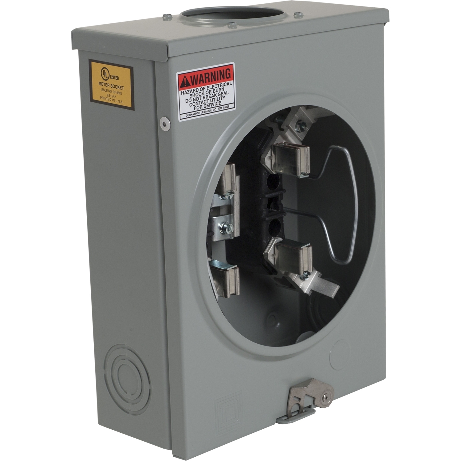 UFHTRS101B Meter Socket, Ringless, 1 Phase, 3 Wire, 4 Jaw, Series A, Horn Bypass, with no release