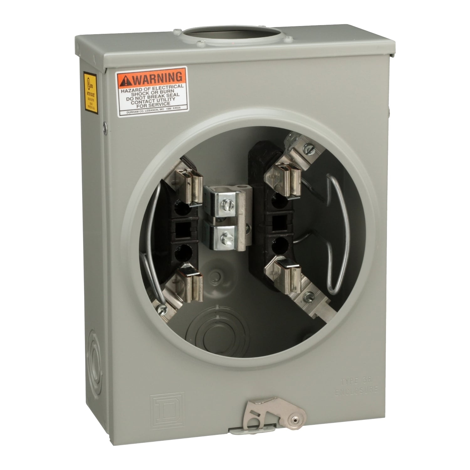 UHTRS101B Individual Meter Socket, Ringless Socket, Horn Bypass, 4 Jaw, no release, OH, UG, 125 Amp, up to 600V, 1 Phase, 3 Wire