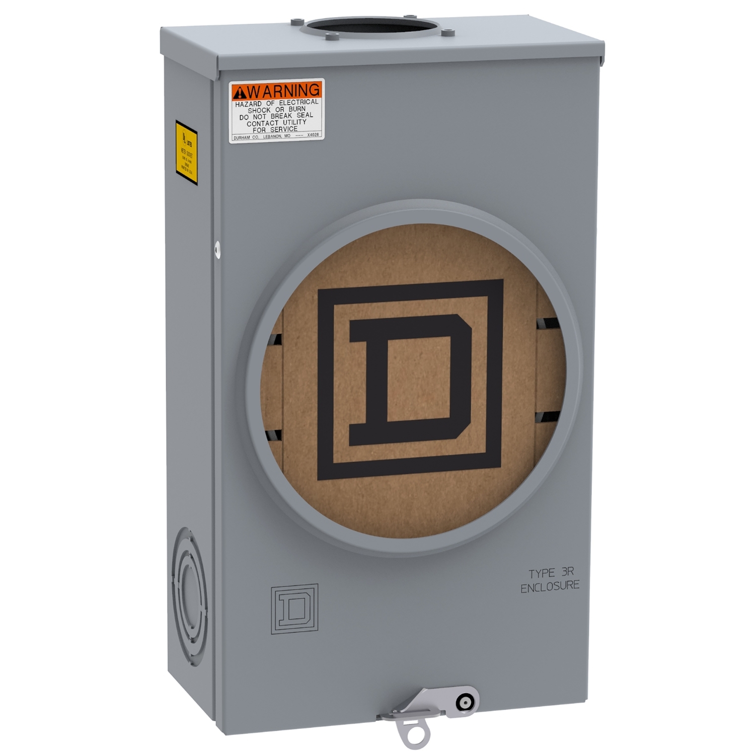 UHTRS202B Single Position Meter Socket, 200 Amp, 1 Phase, Ringless, Horn, 4 Jaw with no release, OH, 600V, 3 Wire