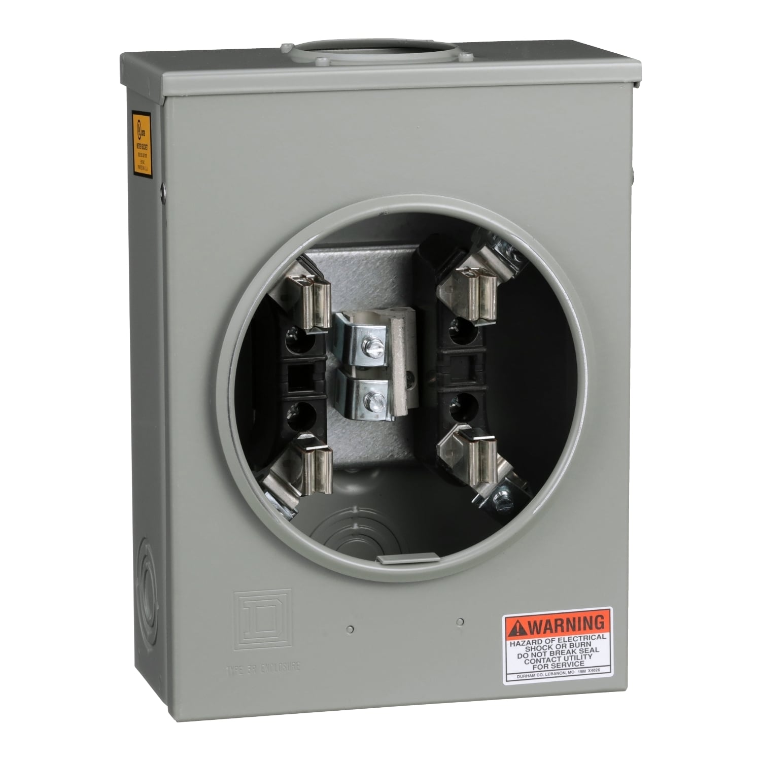URTRS101B Single Position Meter Socket, 125 Amp, 1 Phase, Ringed, No Bypass, 4 Jaw with no release, OH, UG, 600V