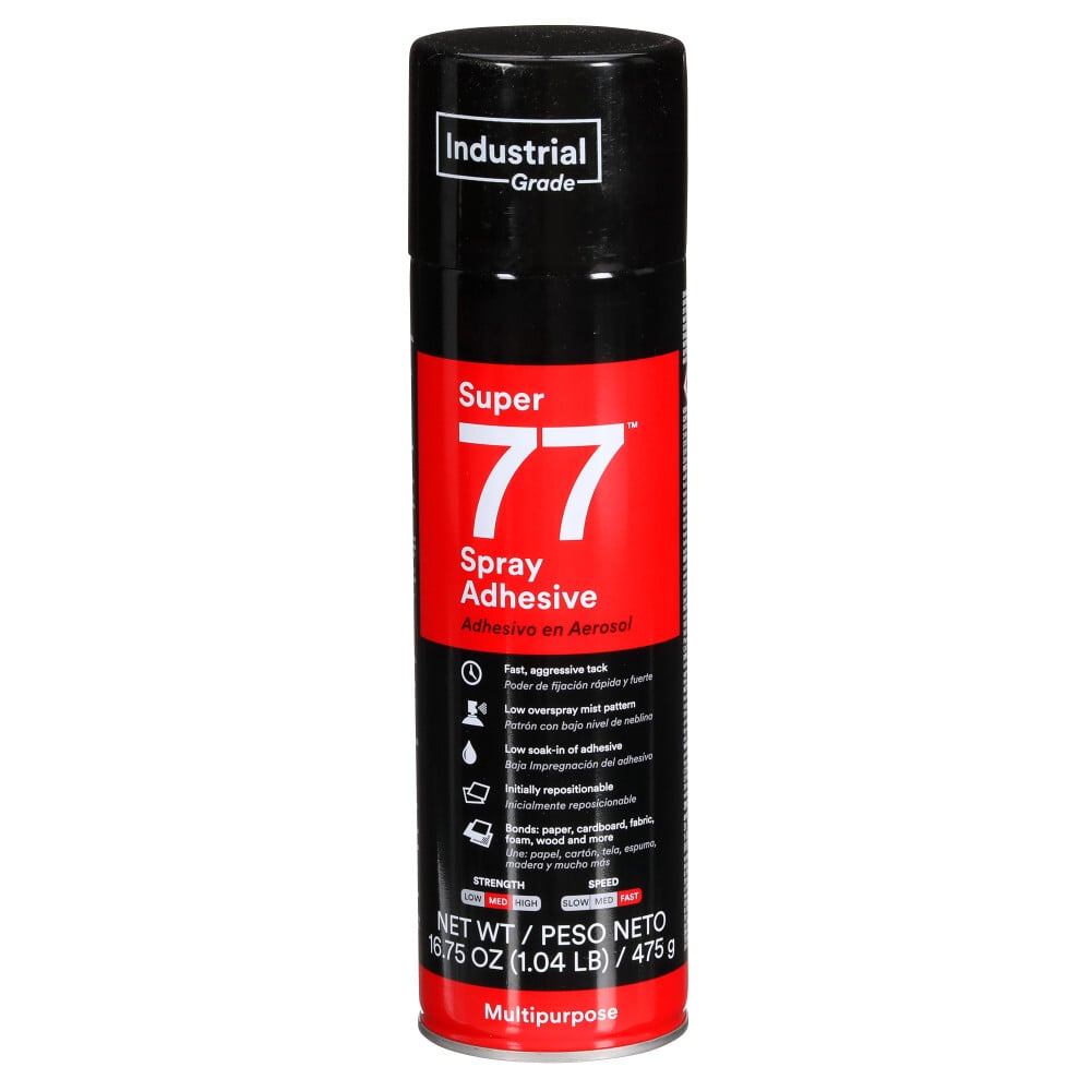3M(TM) Super 77 Multipurpose Spray Adhesive 24 oz. Can 77-24 Net Wt. 16.75 fl. oz.