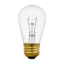 Incandescent S14 Bulb Shape Ruggerdized Clear Finish Medium Brass Base 11Watt 130Volt