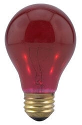 Incandescent A19 Bulb Shape Transparent Red Finish Medium Brass Base 25Watt 125Volt Retail Pack 6Bulbs Per Case 1Bulb Per Package