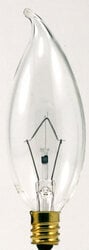 Incandescent B10 D?cor Bulb Shape Bent Tip Clear Finish Candelabra Base 25Watt 120Volt Blister Pack 12Bulbs Per Case 2Bulbs  Per Package