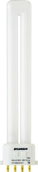 DULUX 9W single compact fluorescent lamp with 4 pin base, 2700K color temperature, 82 CRI, for use with electronic and dimming ballasts