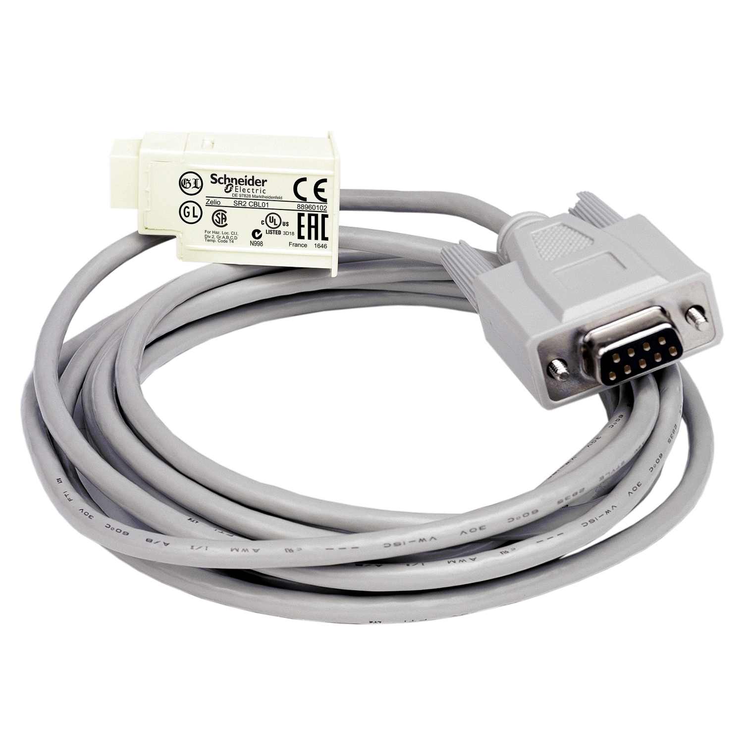 connecting cable, Zelio Logic SR2 SR3, SUB-D, 9 pin, PC, for smart relay, 3m