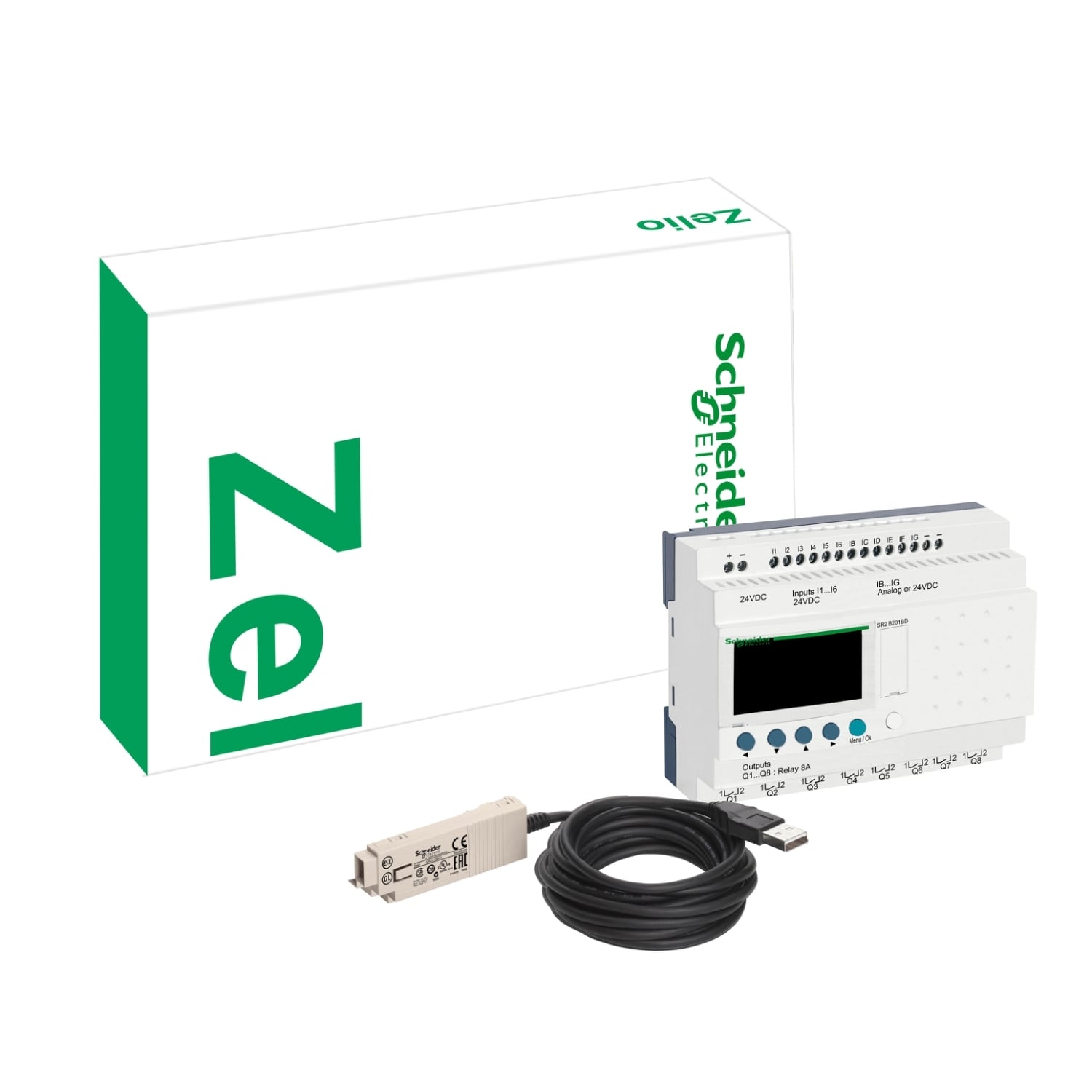 compact discovery packs, Zelio Logic SR2 SR3, smart relay discovery pack, 12 IO, 24V DC