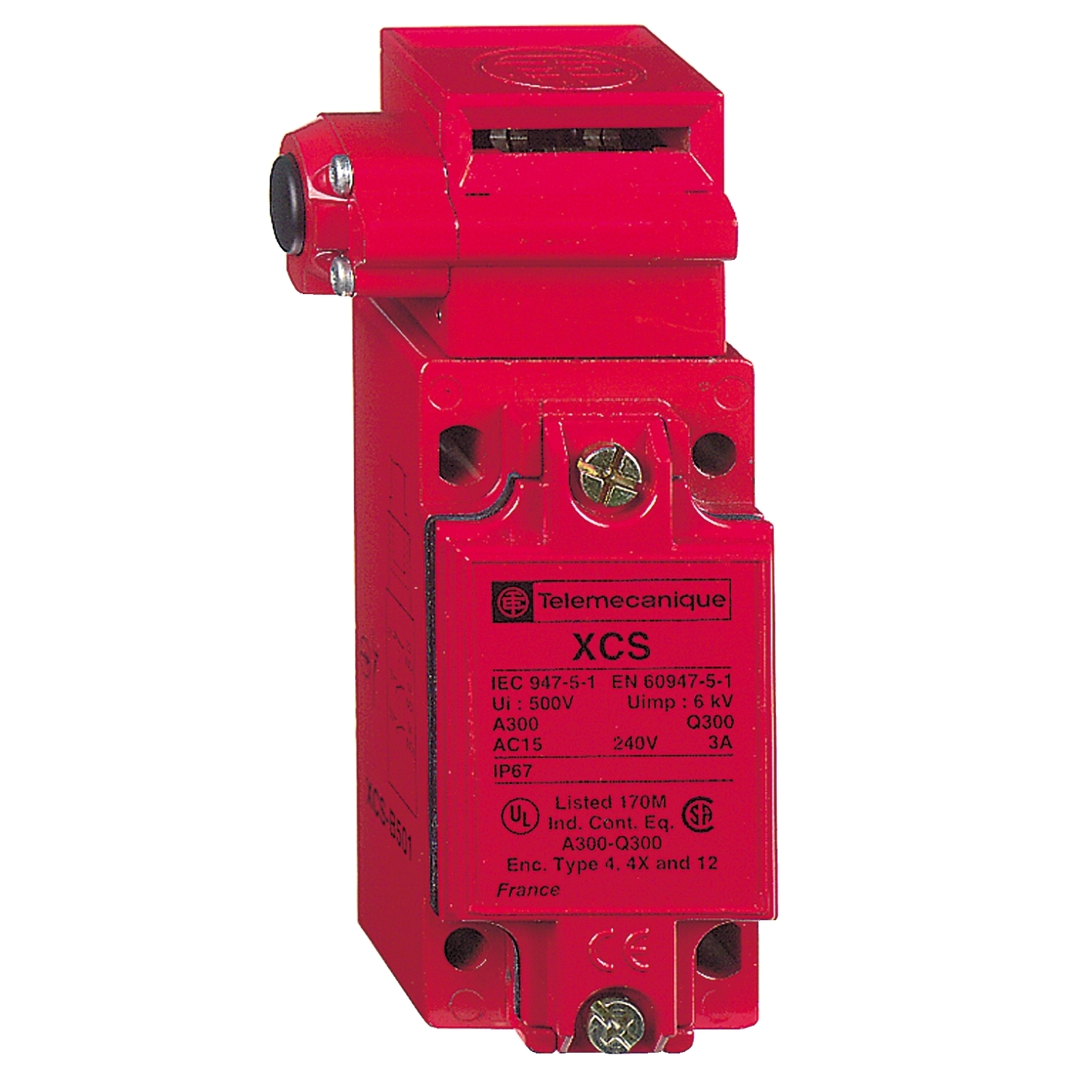 Safety switch, Telemecanique Safety switches XCS, metal XCSB, 2 NC + 1 NO, slow break, 1 entry tapped 1/2" NPT