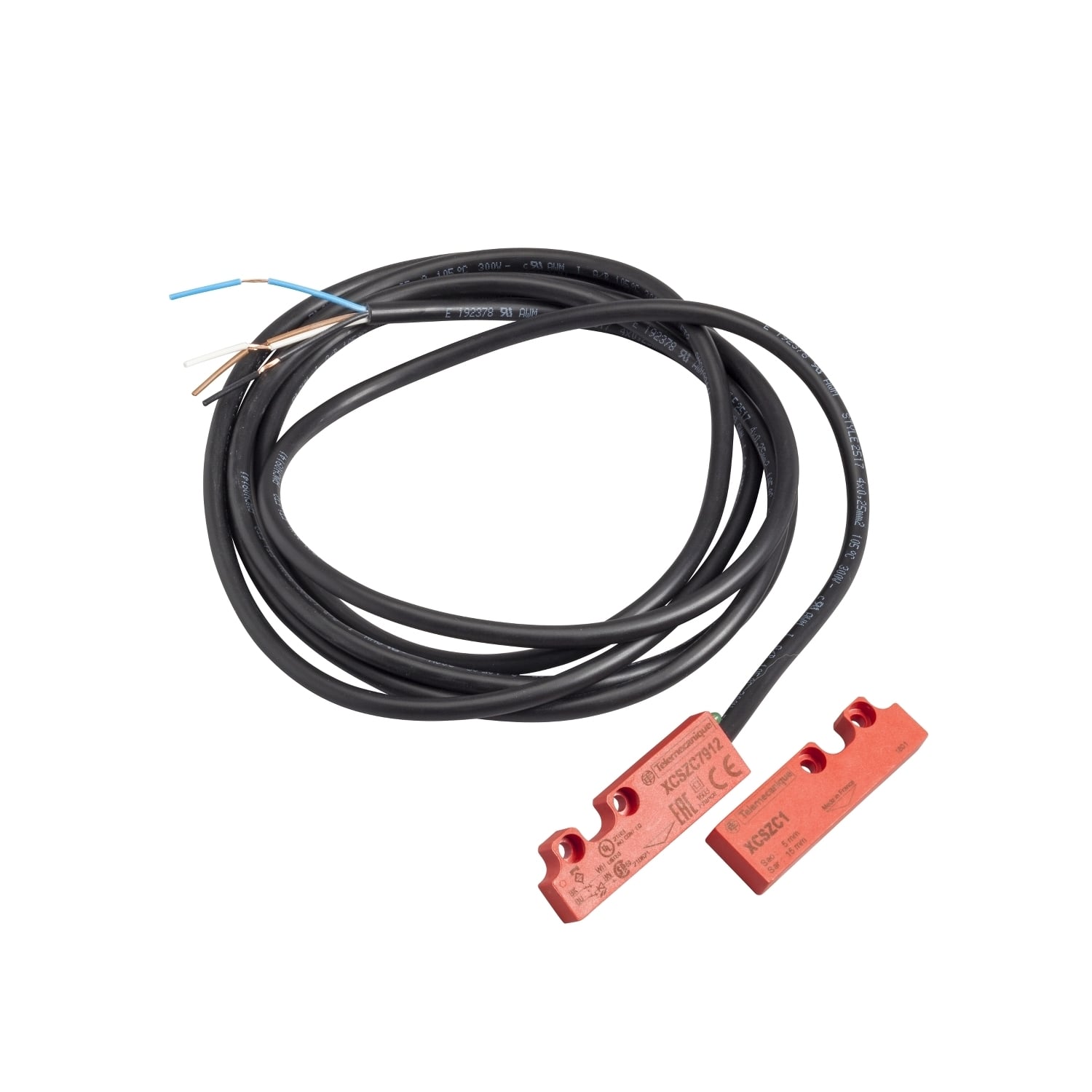 Coded magnetic switch, Telemecanique Safety switches XCS, XCSDMC, 1 NC + 1 NO, staggered, 2 m
