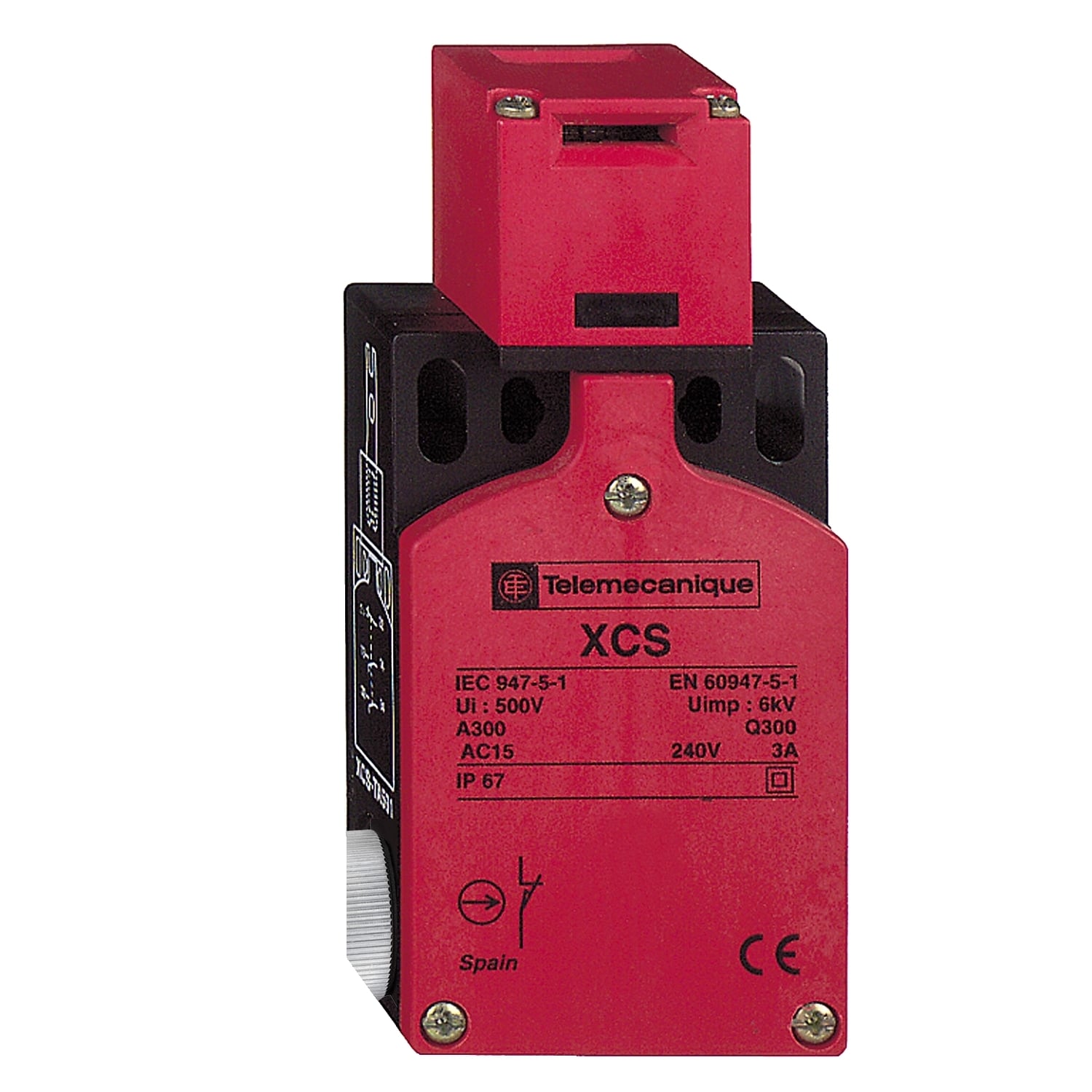 Safety switch, Telemecanique Safety switches XCS, plastic XCSTA, 1NC + 2 NO, slow break, 2 entries tapped 1/2" NPT