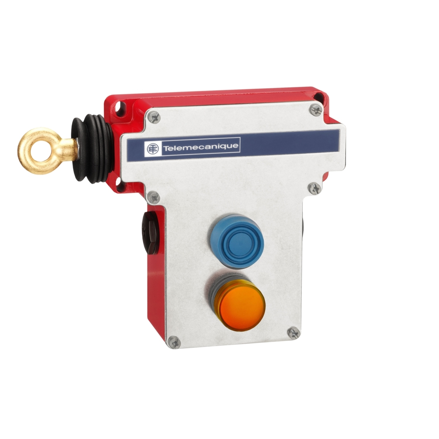 Latching emergency stop rope pull switch, Telemecanique rope pull switches XY2C, LH side, 2NC+2NO, pilot light 130 V