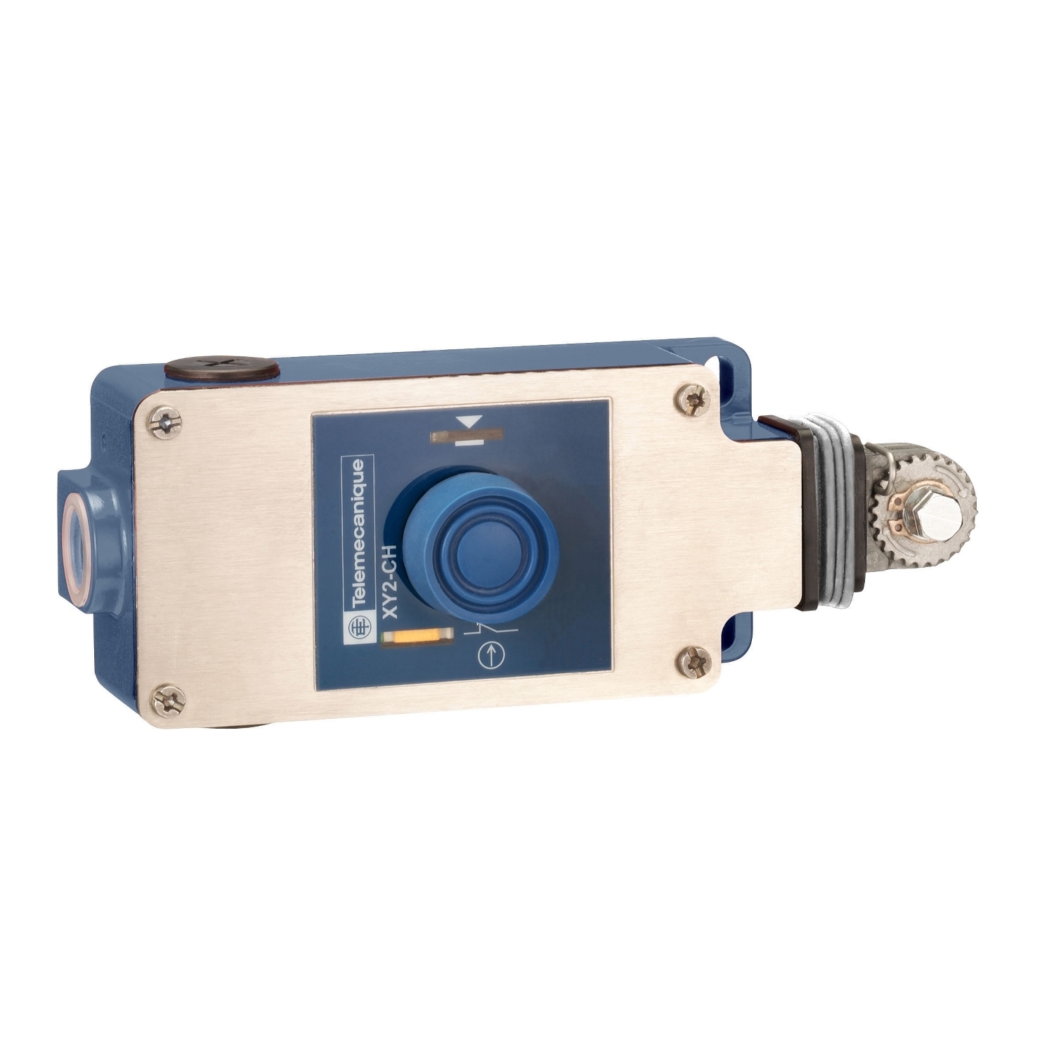 Latching emergency stop rope pull switch, Telemecanique rope pull switches XY2C, e XY2CH, 1NC+1 NO, booted pushbutton