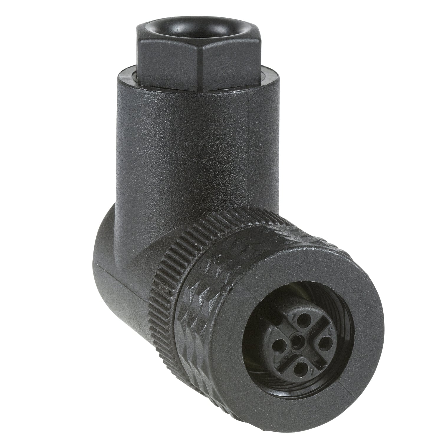 Female, M12, 4 pin, elbowed connector, cable gland Pg 7