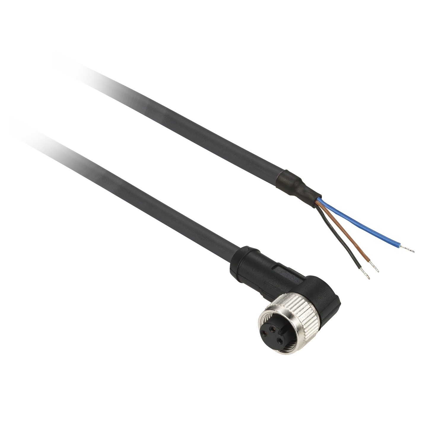 Pre wired connectors XZ, elbowed female, M8, 3 pins, cable PUR 5 m