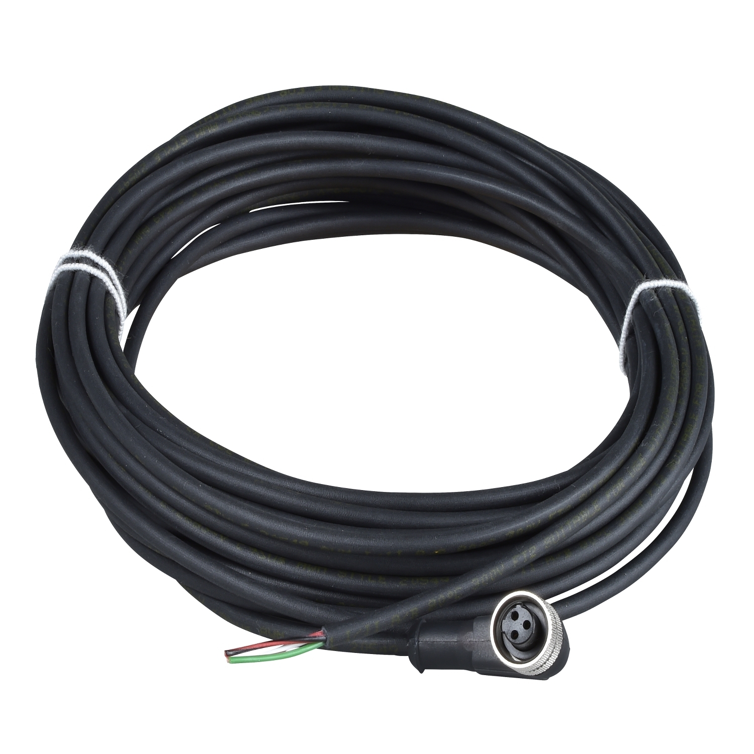 Pre wired connectors XZ, elbowed female, 1/2"20 UNF, 3 pins, cable PUR 10 m