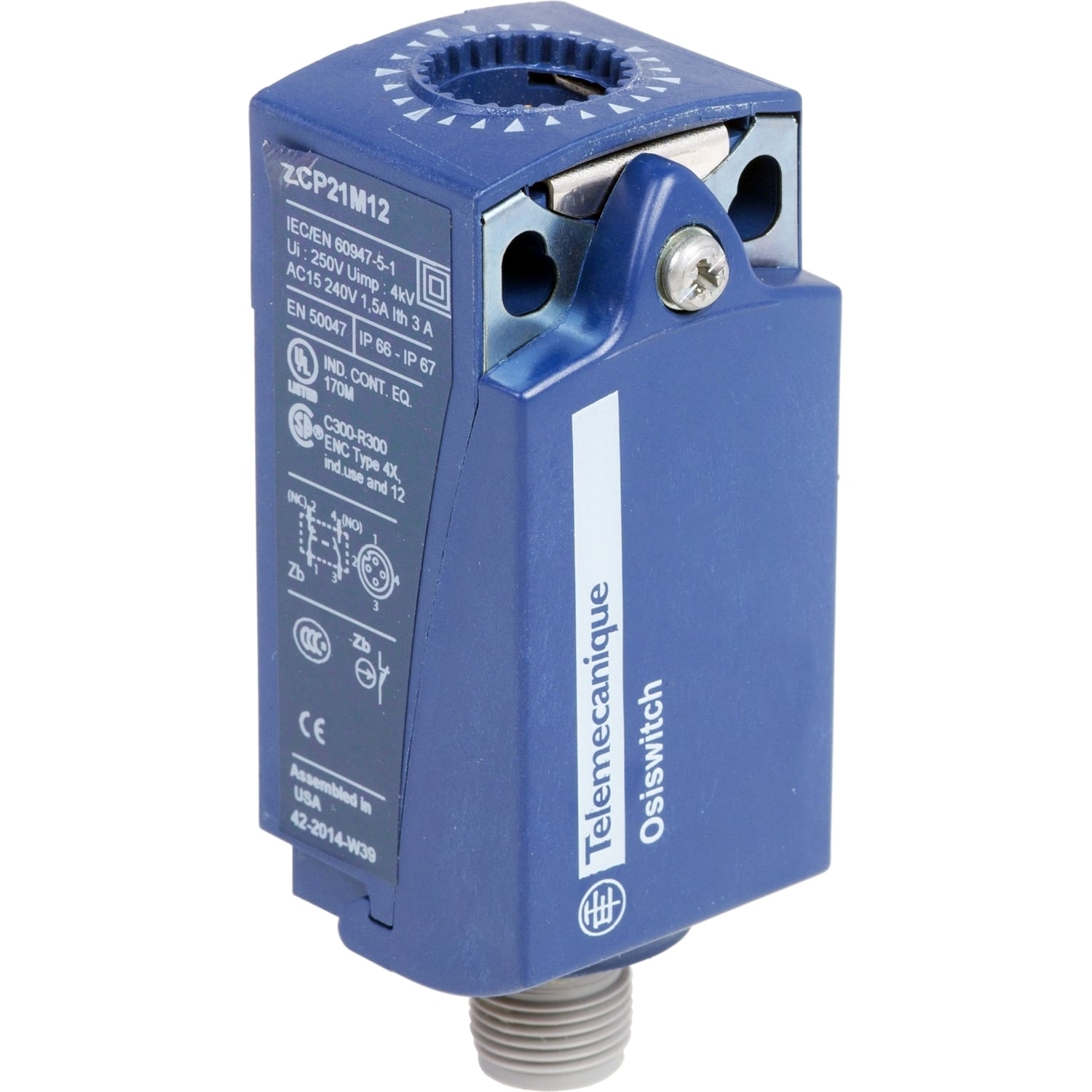 Limit switch body, Limit switches XC Standard, ZCP, compact, 1NC+1 NO, snap action, M12 4P