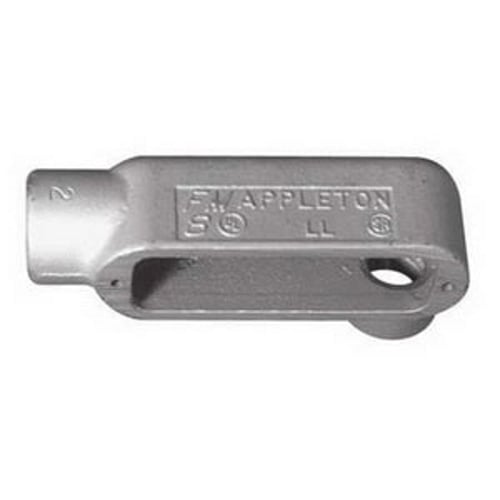 Conduit Outlet Body, Type LL, 2 in Hub, 2 Hubs, 105 cu-in Capacity, Form 8 Form, NEMA FB-1 Enclosure, Tapered FNPT Connection, Surface Mounting, Grayloy Iron, Triple Coated Finish, Gray, 11.13 in L x 5.13 in W x 4.81 in H Dimensions