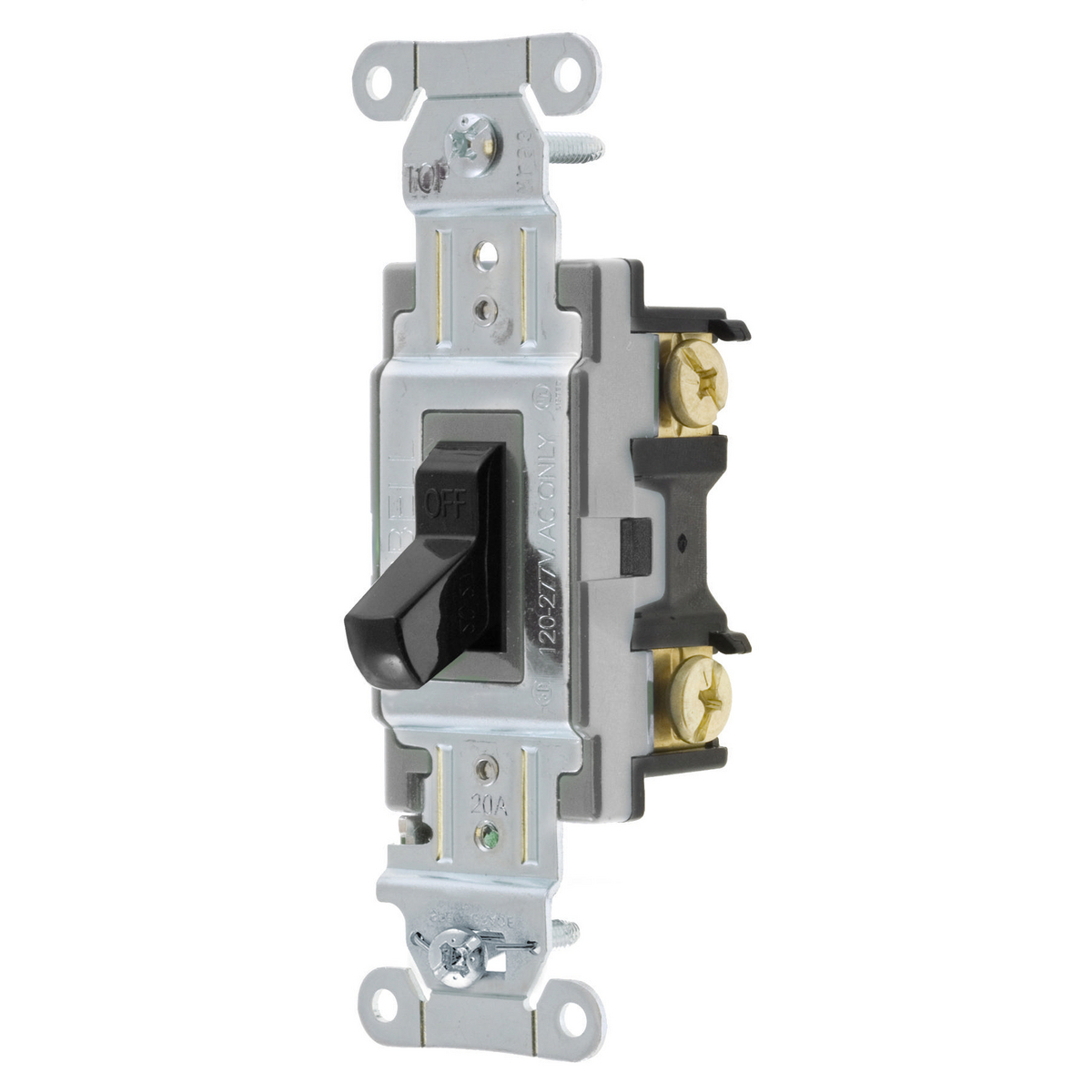 Switches and Lighting Controls, Toggle Switch, Commercial Grade, Double Pole, 20A 120/277V AC, Back and Side Wired, Almond