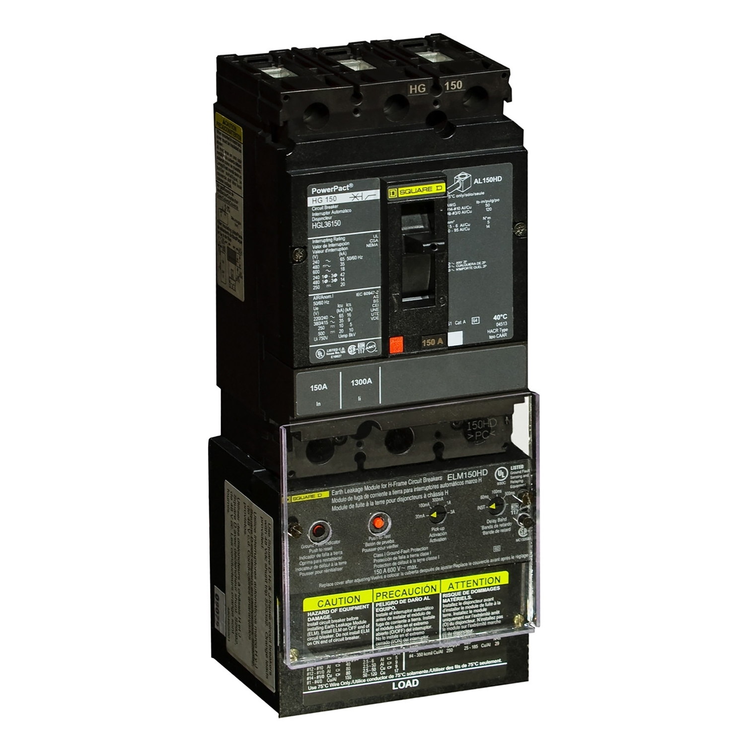 Circuit breaker accessory, PowerPacT H, earth leakage module, 15 to 150A