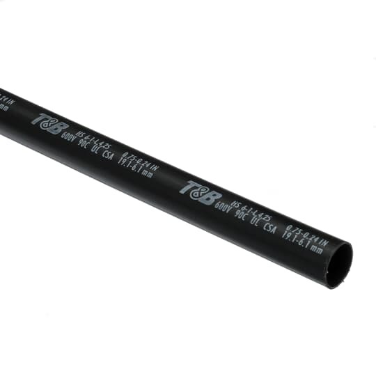 Heavy-Wall Heat-Shrinkable Tubing for Cable Range 6 - 1 AWG, Expanded Diameter 3/4 Inch, Length 48 Inch, 600 Volt, 90 Degrees Continuous Use, Cross-Linked Polyolefin with Thermoplastic Adhesive Liner, Black