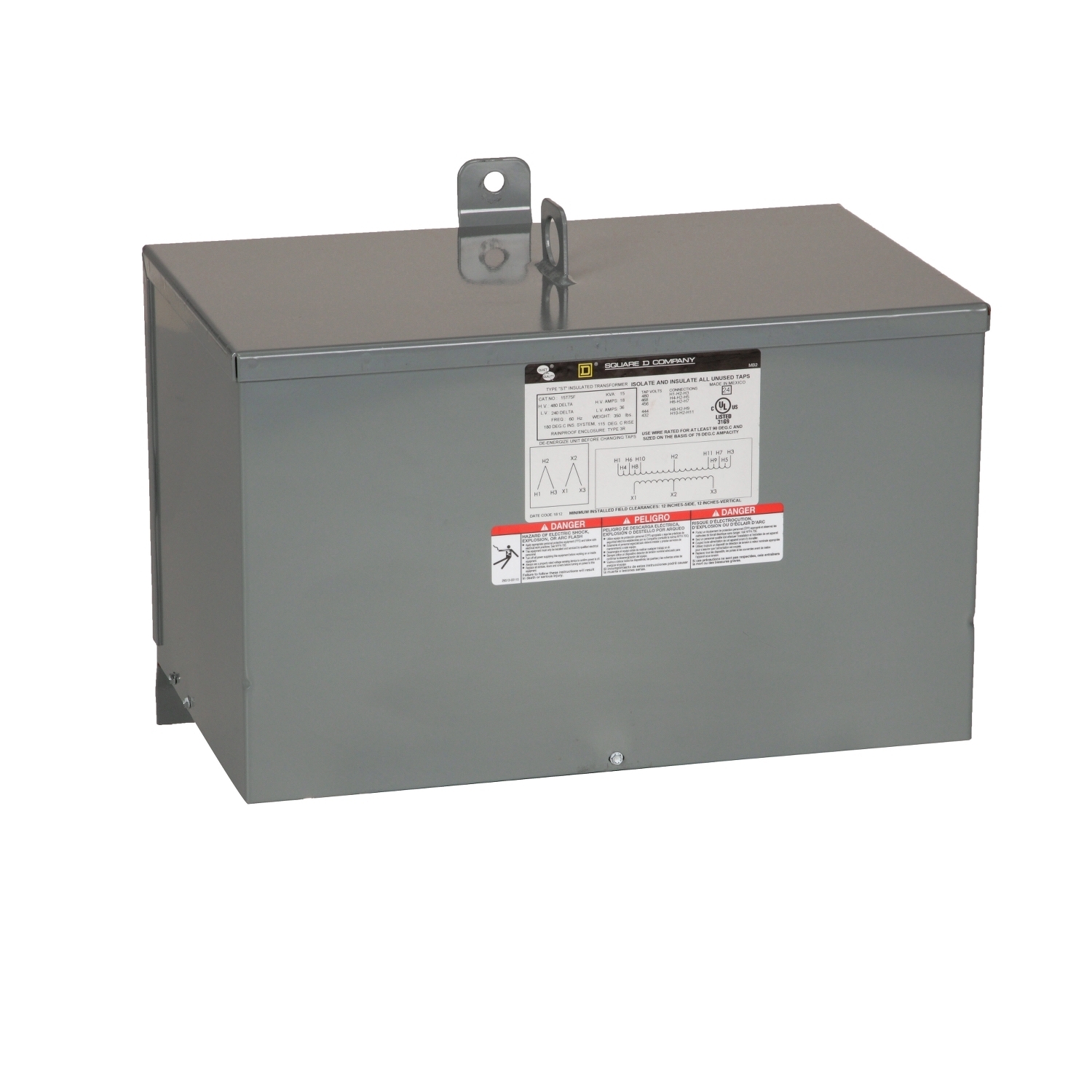 Transformer, dry type, encapsulated, 9kVA, 3 phase, 480V delta primary, 208Y/120V secondary, 14C, 115C rise [TAA]
