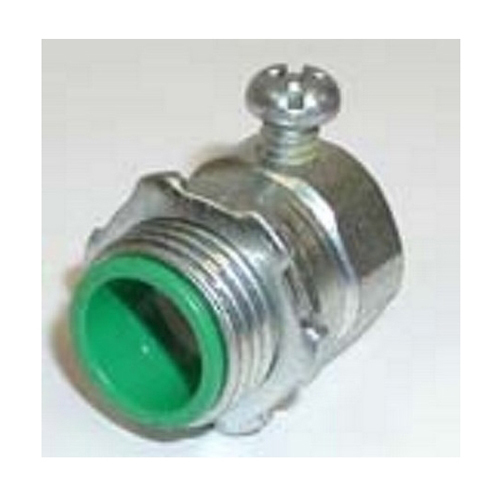 Connector, Set Screw, Made in the USA Steel, Insulated Throat, Size 3/4 Inch.  Rated 105 Degree C