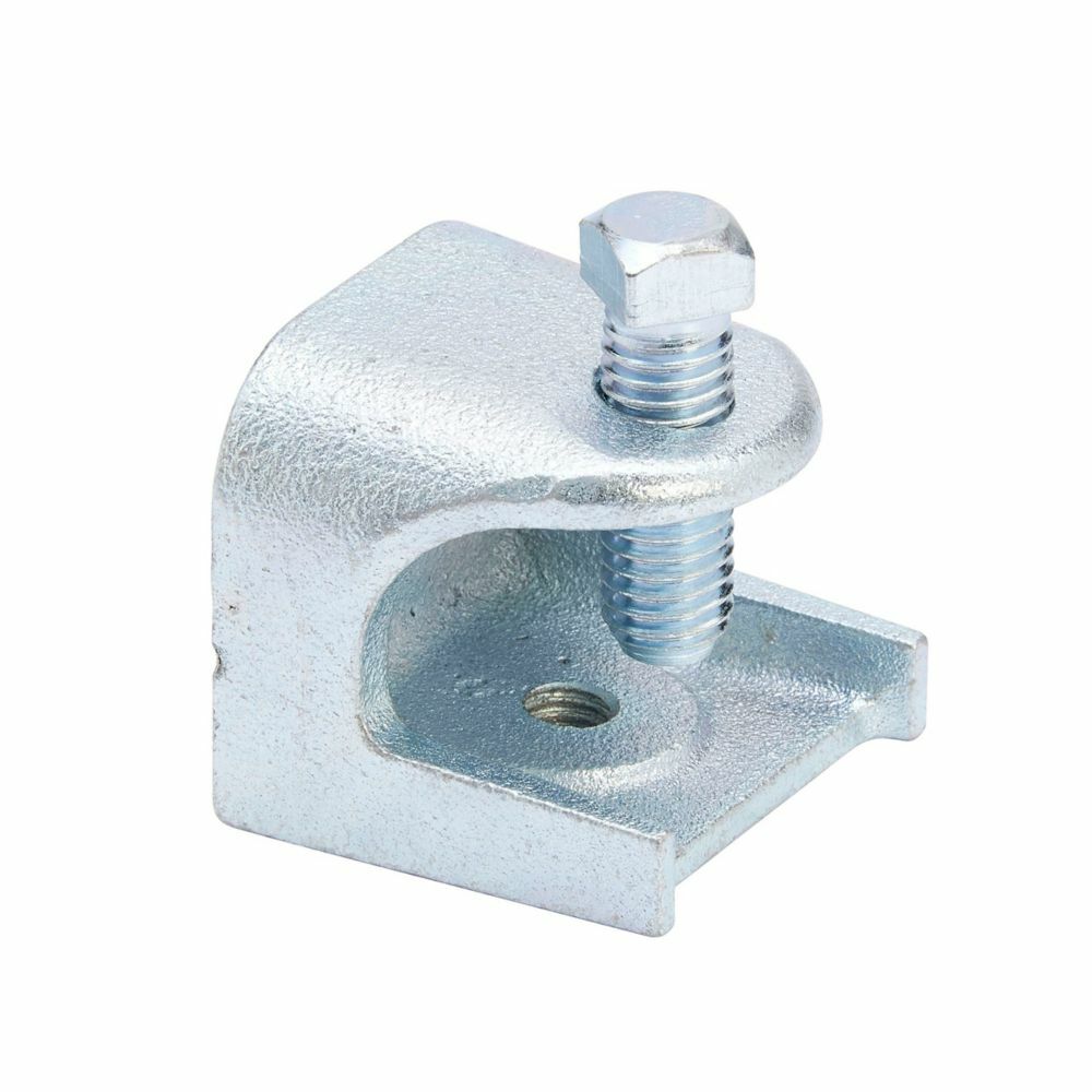 Eaton B-Line series beam clamps, 150 lb, Malleable iron, Safety factor 5, used with setscrew and locknut, Series rod support, 1/4"-20 thread/rod size, 3/4", Hot-dipped galvanized