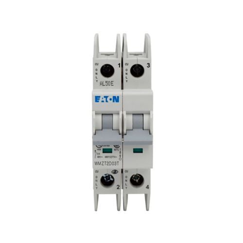 UL 489 WMZT DIN Rail Miniature Circuit Breaker, 10 kAIC at 480/277V, Two-pole, D Curve, 16A, Standard box terminals