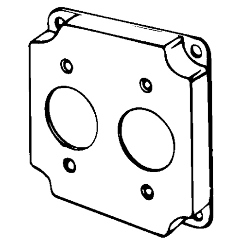Features:Configuration Two Single Flush Receptacles 1-13/32IN Dia, Standard:UL E18095, Material:Steel, Shape:Square, Size:4 X 4 X 0.5IN, Cubic Capacity:7CI