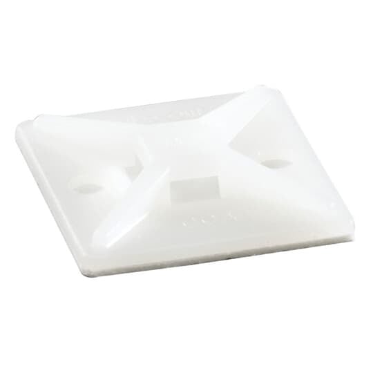 Four-Way Adhesive Mounting Base, Natural Nylon 6.6 for Temperatures up to 66 Degrees Celsius (150 F), Length of 28.6mm (1.13 Inches), Width of 28.6mm (1.13 Inches), Self-Adhesive Mounting Method, 100 Pack
