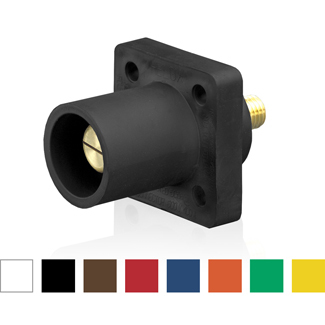 16 Series Male Panel Receptacle, Cam-Type, 90-Degree, Threaded Stud Length - 3/4", Taper Nose, 400 Amp, Cable Range - #2 to 4/0 AWG-Brown