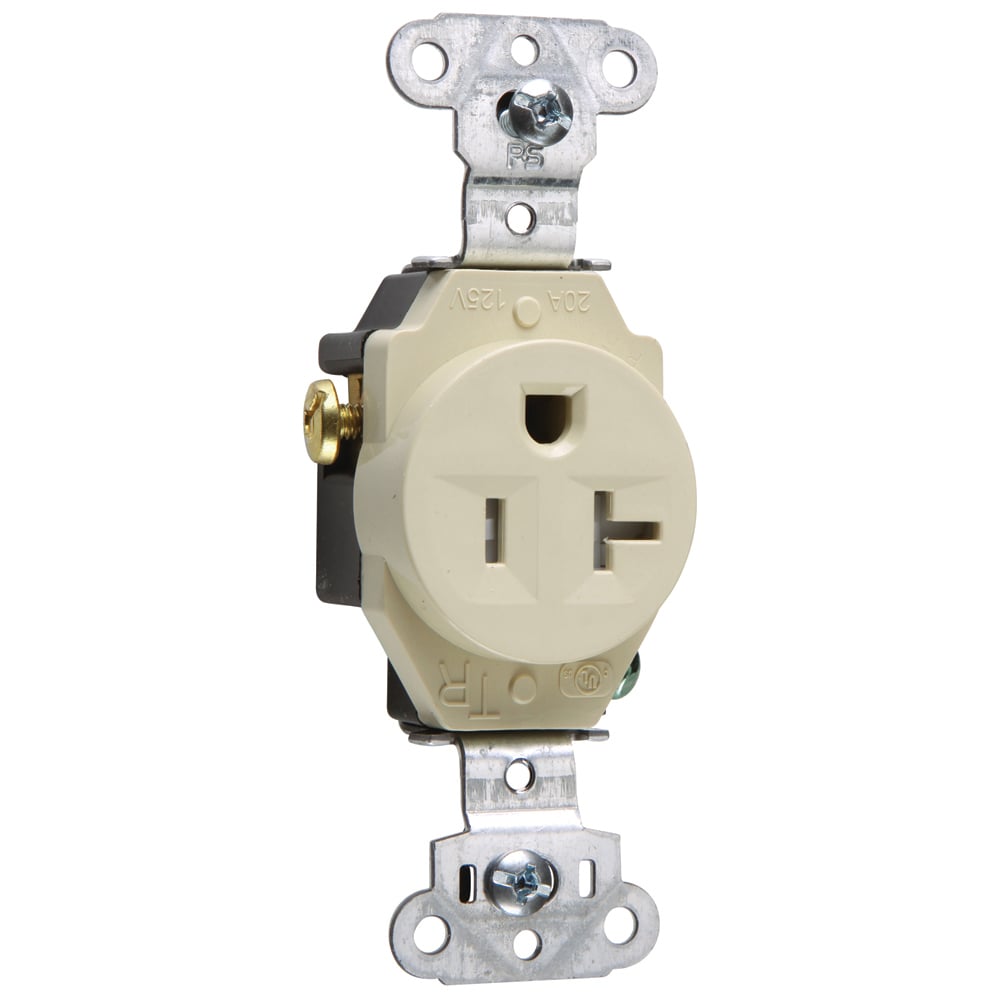 Tamper-Resistant Construction Spec Grade Single Receptacle Back and, Side Wire 20amp 125volt Ivory
