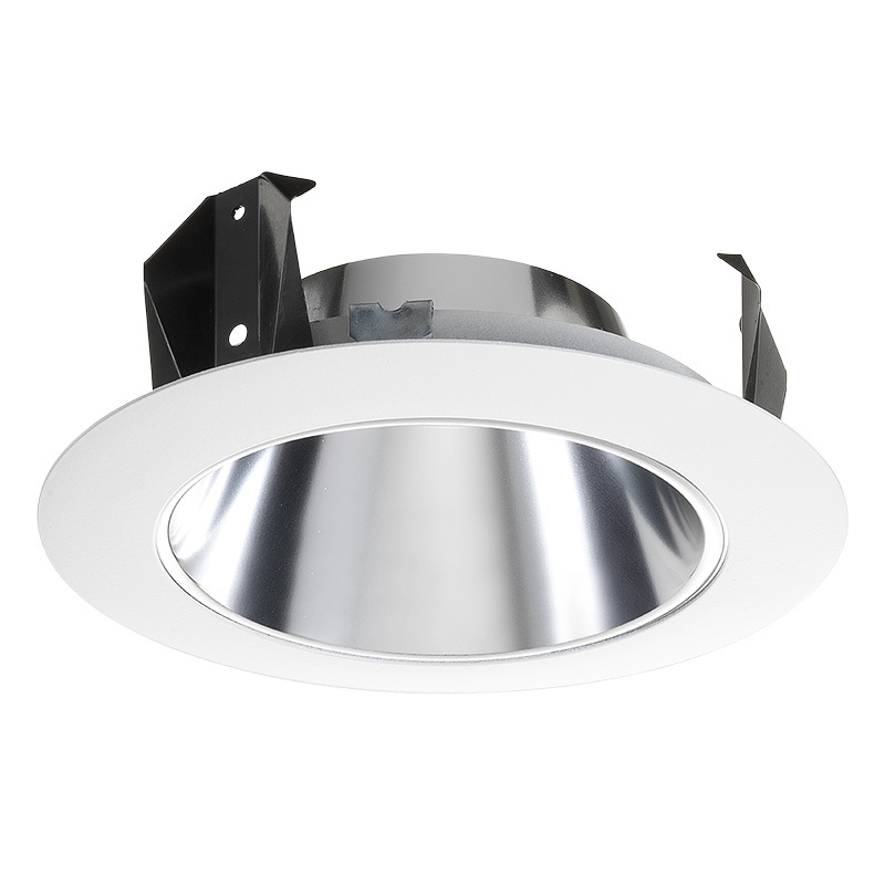 Juno 4-in 42L Series Downlight Cone Trim, Black Alzak with White Trim Ring